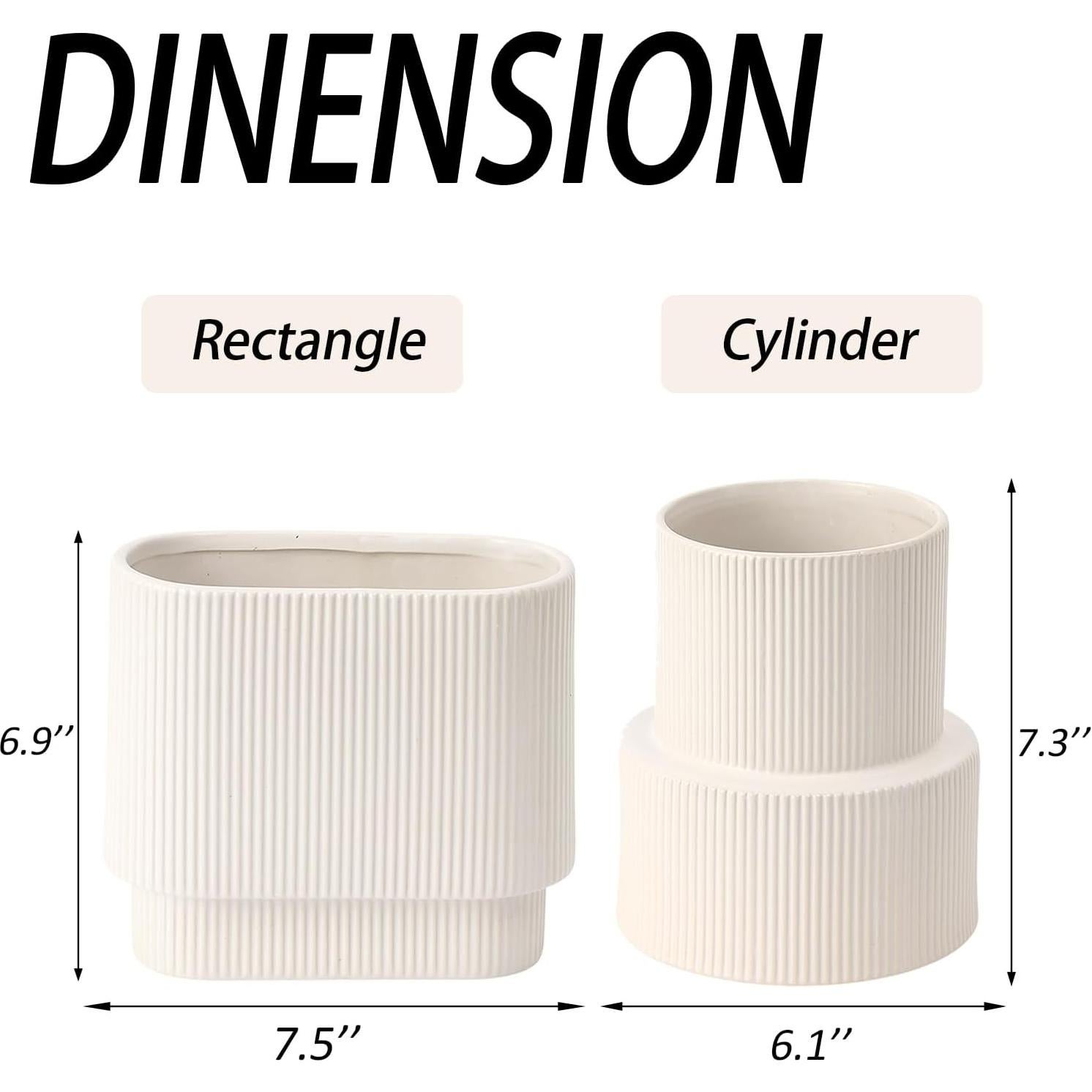 Jarrón Cerámica Blanca YANWE1 Grande 19 cm Decorativo