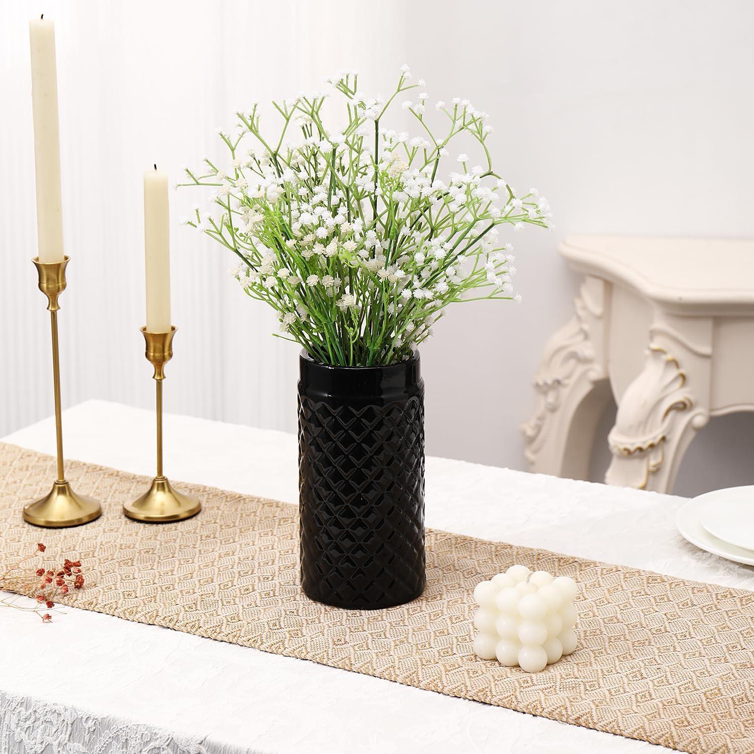 Jarrón de Cerámica Negra YANWE1 20 cm para Flores