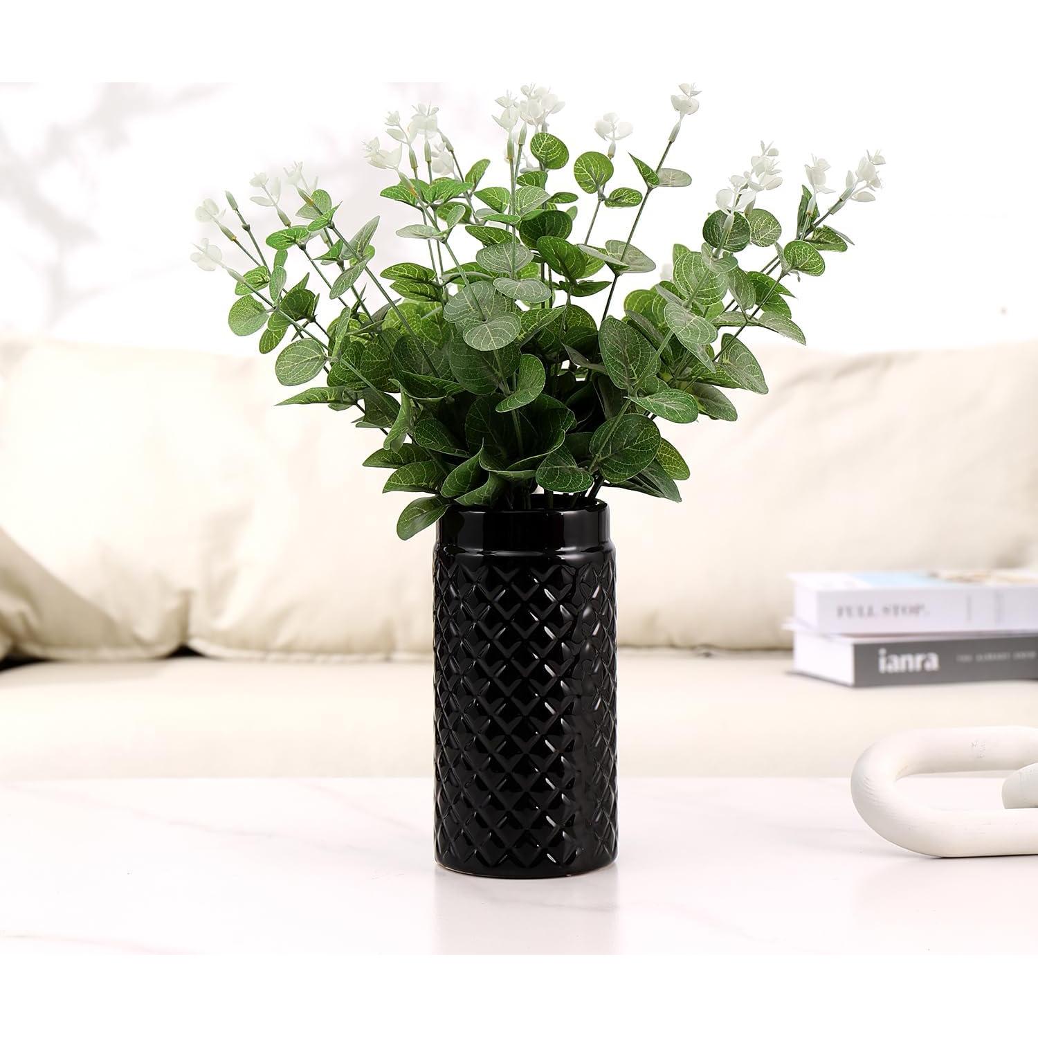 Jarrón de Cerámica Negra YANWE1 20 cm para Flores