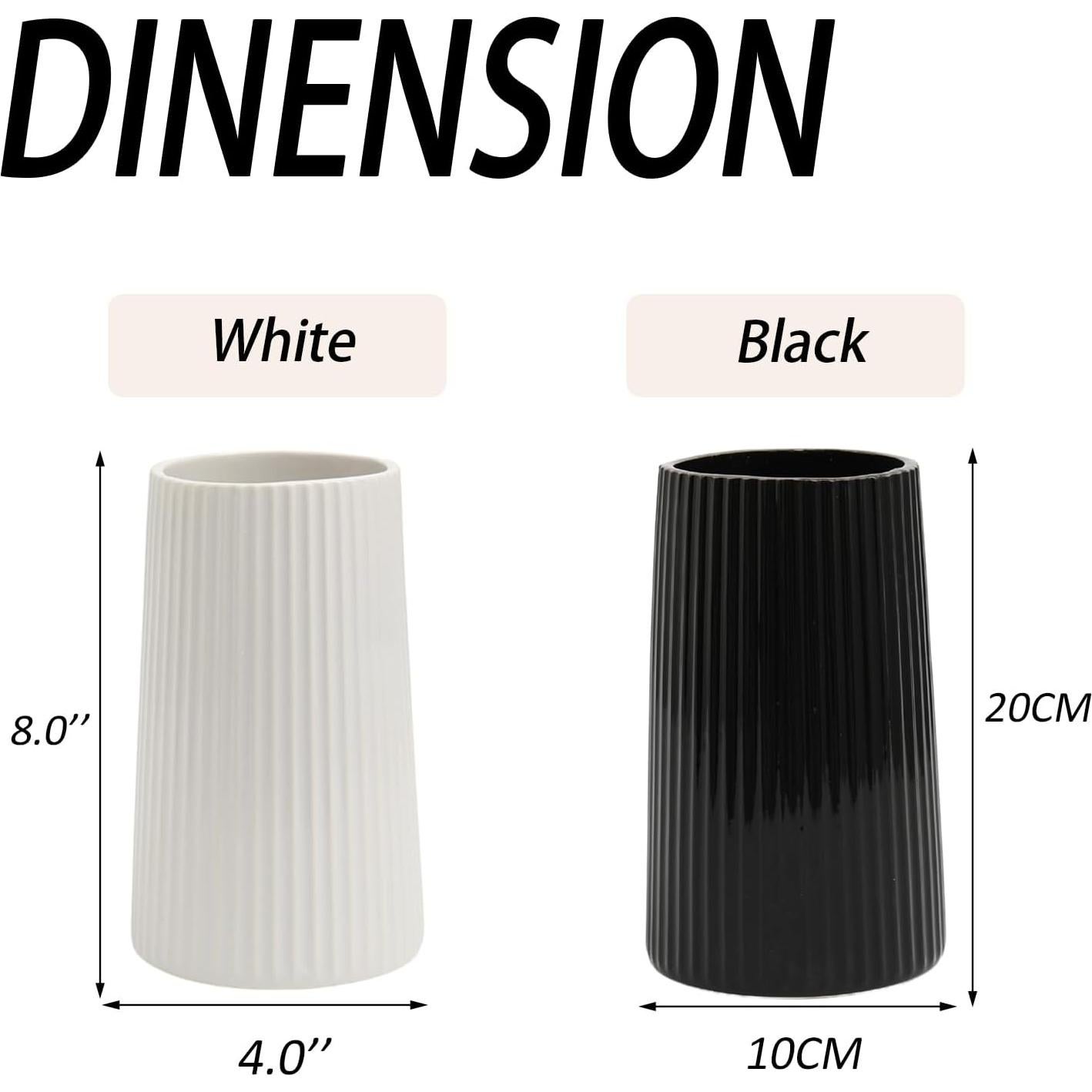 Jarrón Cerámica Blanca YANWE1 20 cm Decoración Moderna