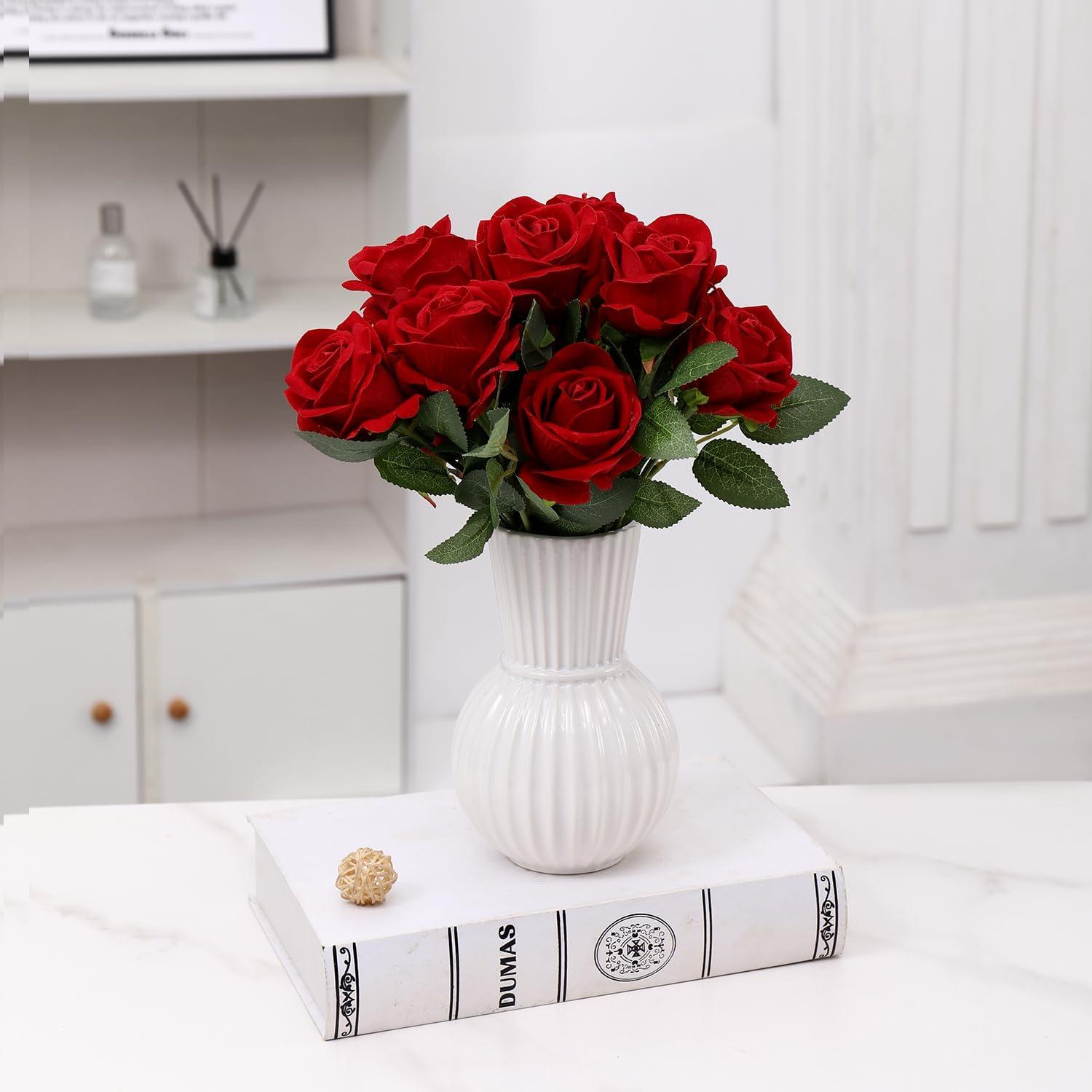 Jarrón de Cerámica Blanca YANWE1 17.78 cm Decoración