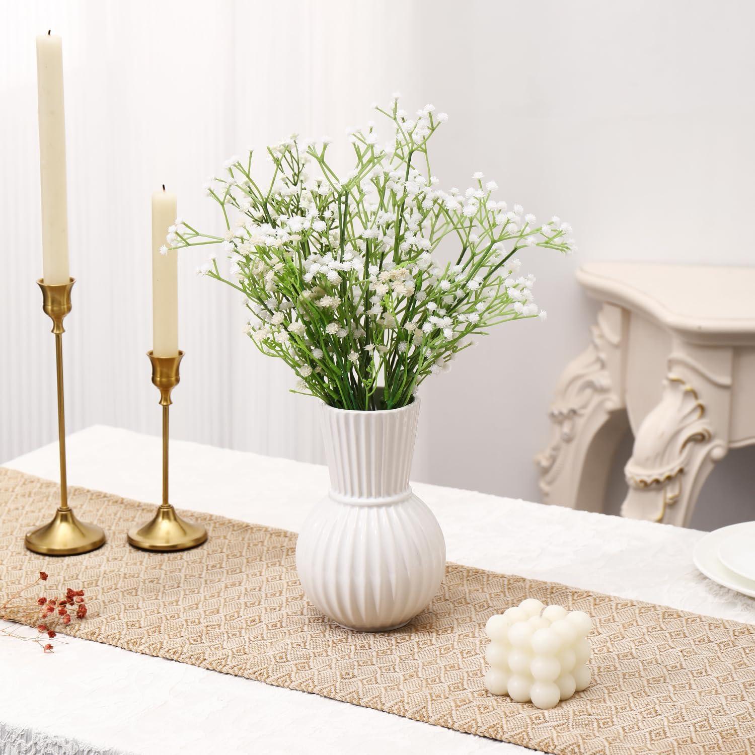 Jarrón de Cerámica Blanca YANWE1 17.78 cm Decoración