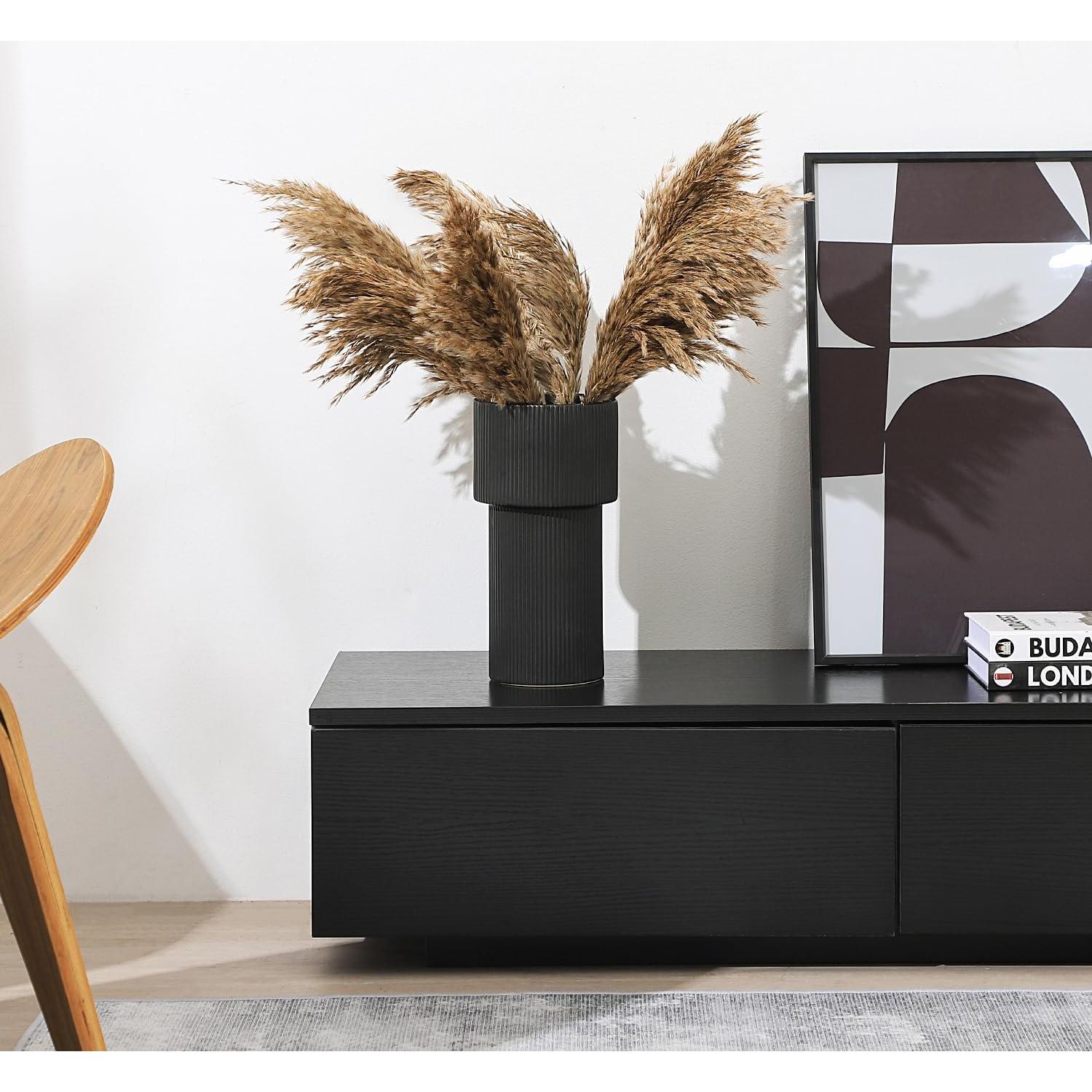 Jarrón de Cerámica Negra Yanwe1 26,9 cm Estilo Minimalista