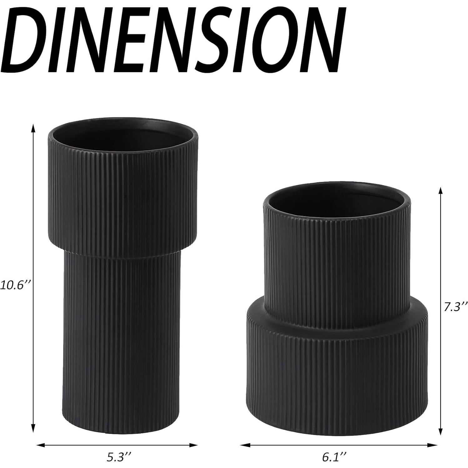 Jarrón de Cerámica Negra Yanwe1 26,9 cm Estilo Minimalista