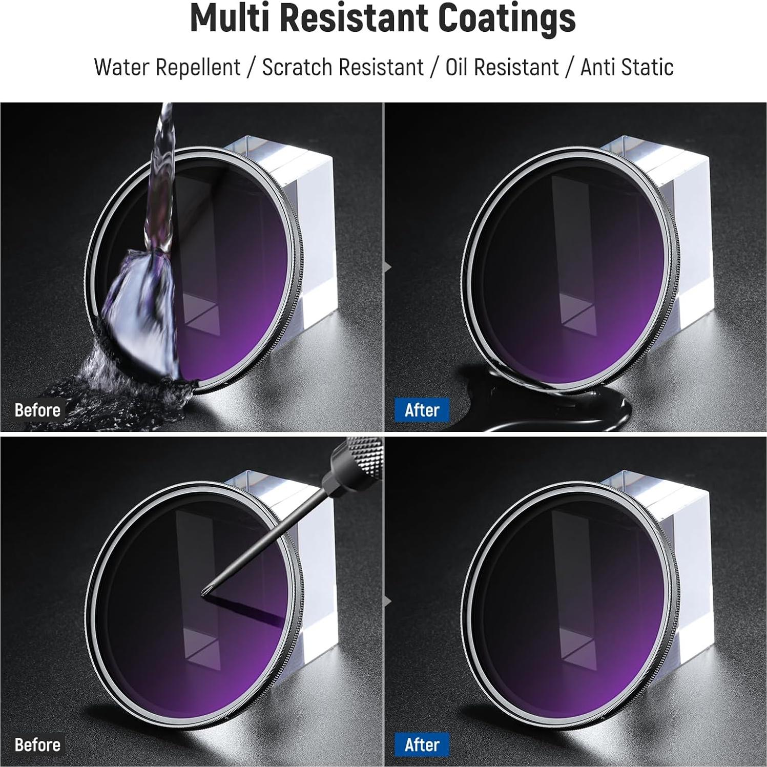 Filtro ND Variable 62mm NEEWER ND2-400 con Accesorios