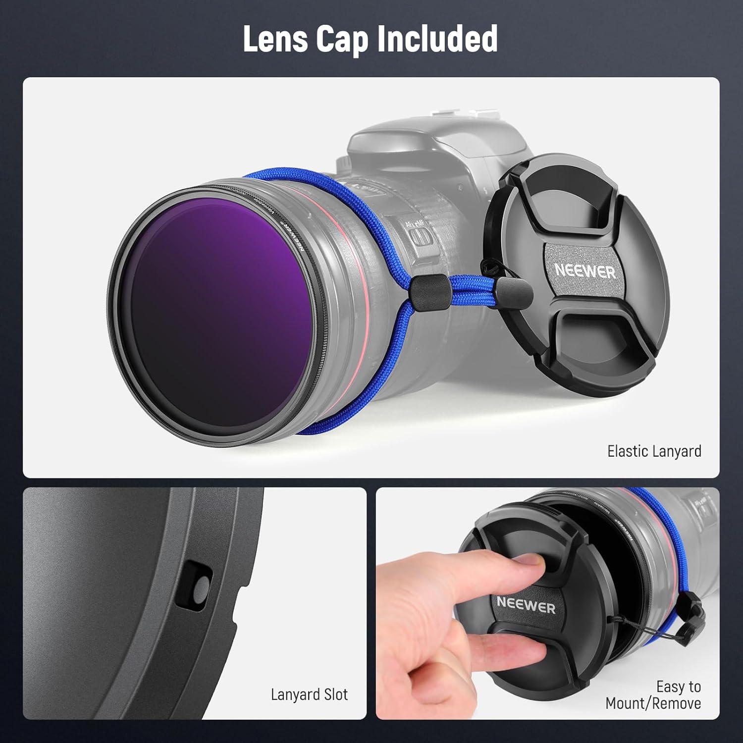 Filtro ND Variable 62mm NEEWER ND2-400 con Accesorios