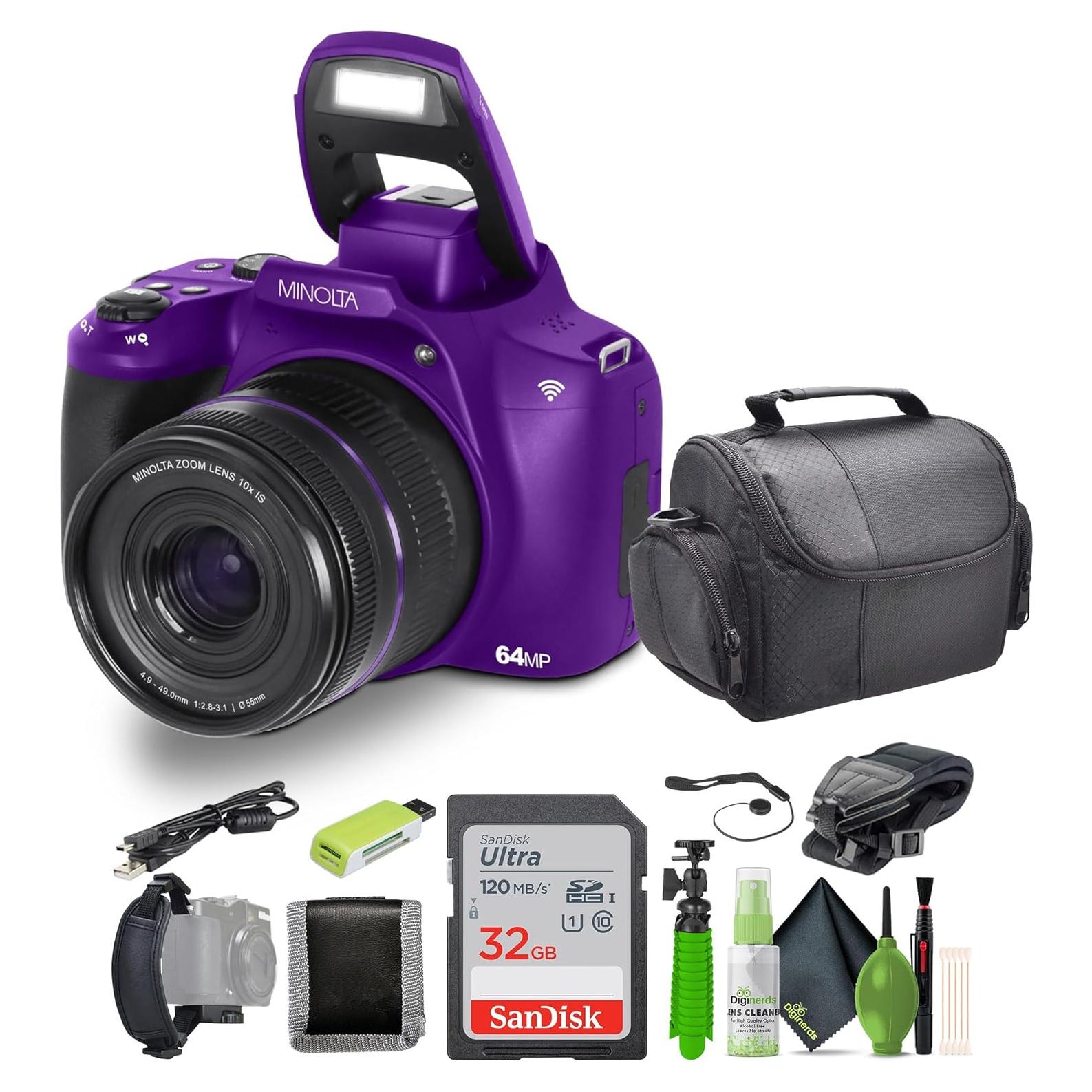 Cámara Digital Minolta MNB10Z 64 MP 4K Ultra HD Zoom 10x Púrpura