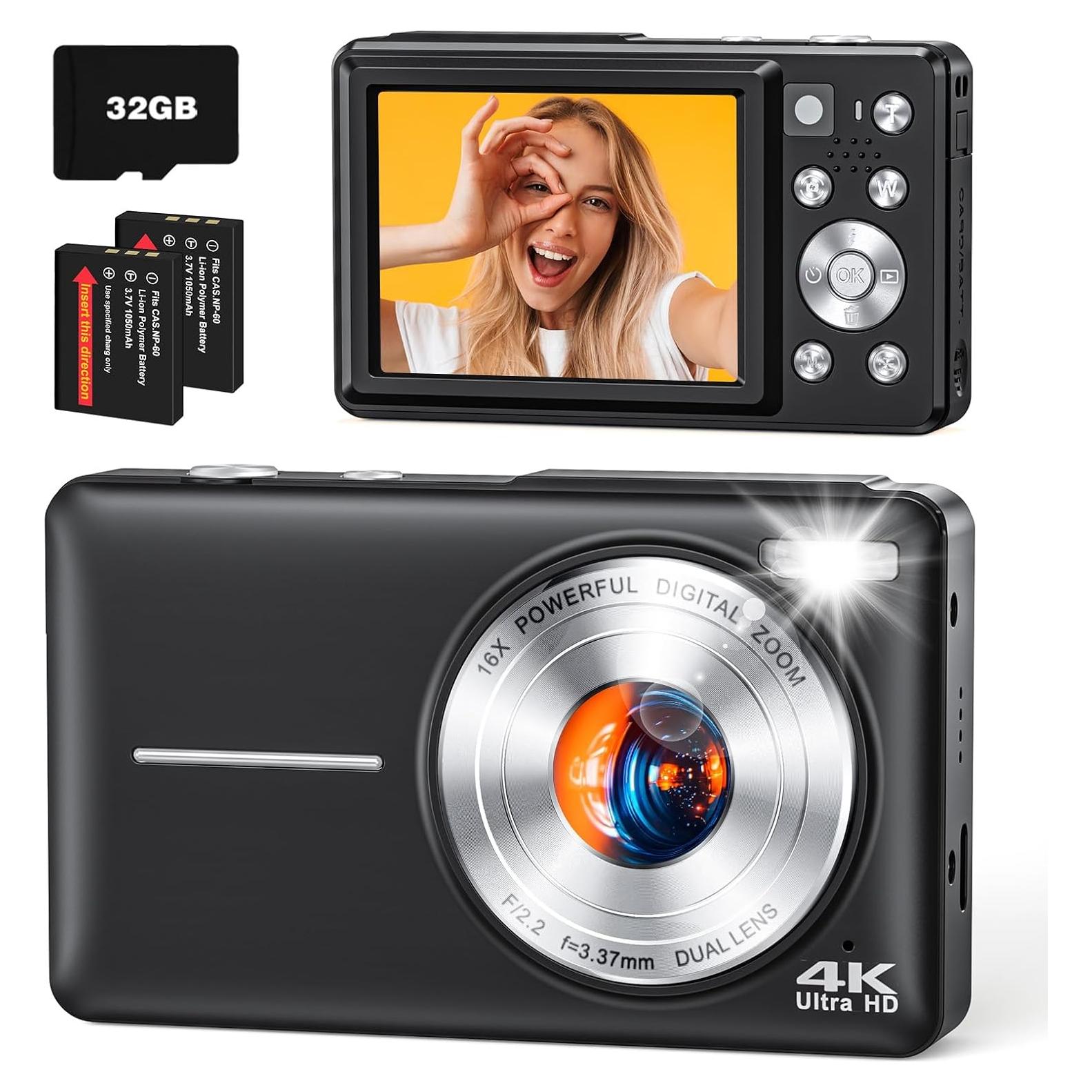 Cámara Digital YAXTIFIU 64MP 4K Compacta con Zoom 16X