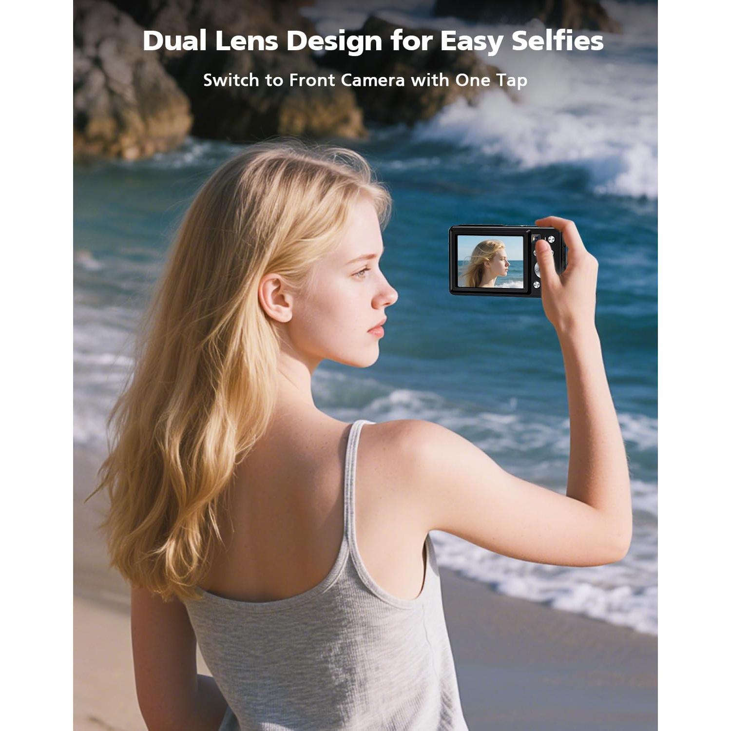 Cámara Digital YAXTIFIU 64MP 4K Compacta con Zoom 16X