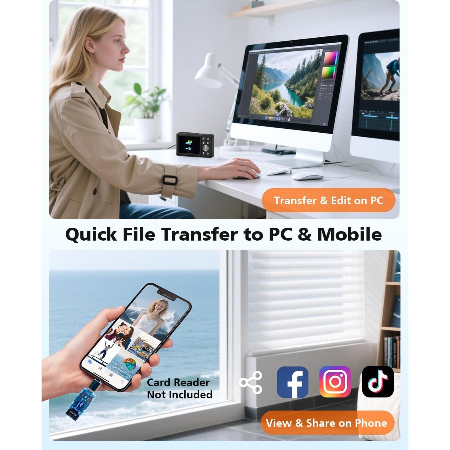 Cámara Digital YAXTIFIU 64MP 4K Compacta con Zoom 16X