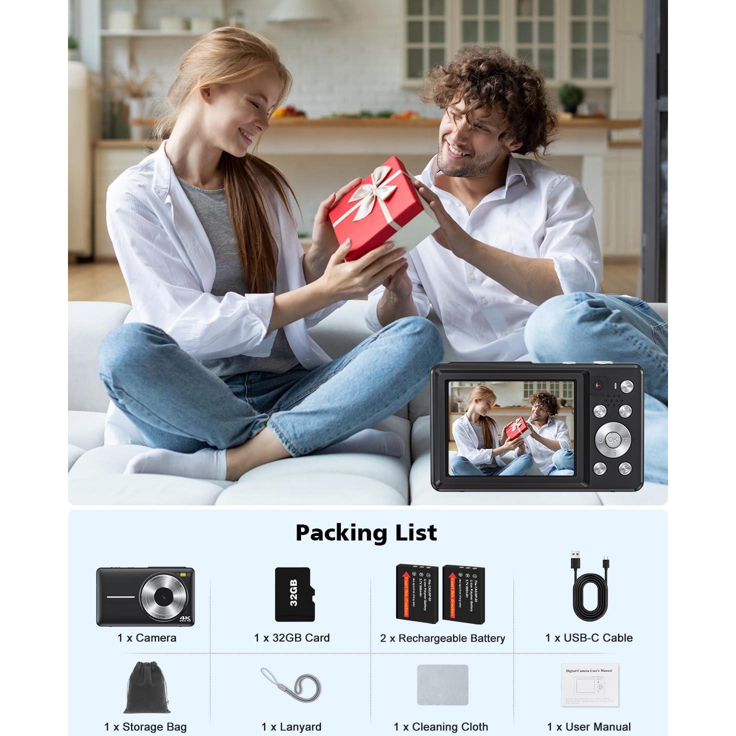 Cámara Digital YAXTIFIU 64MP 4K Compacta con Zoom 16X