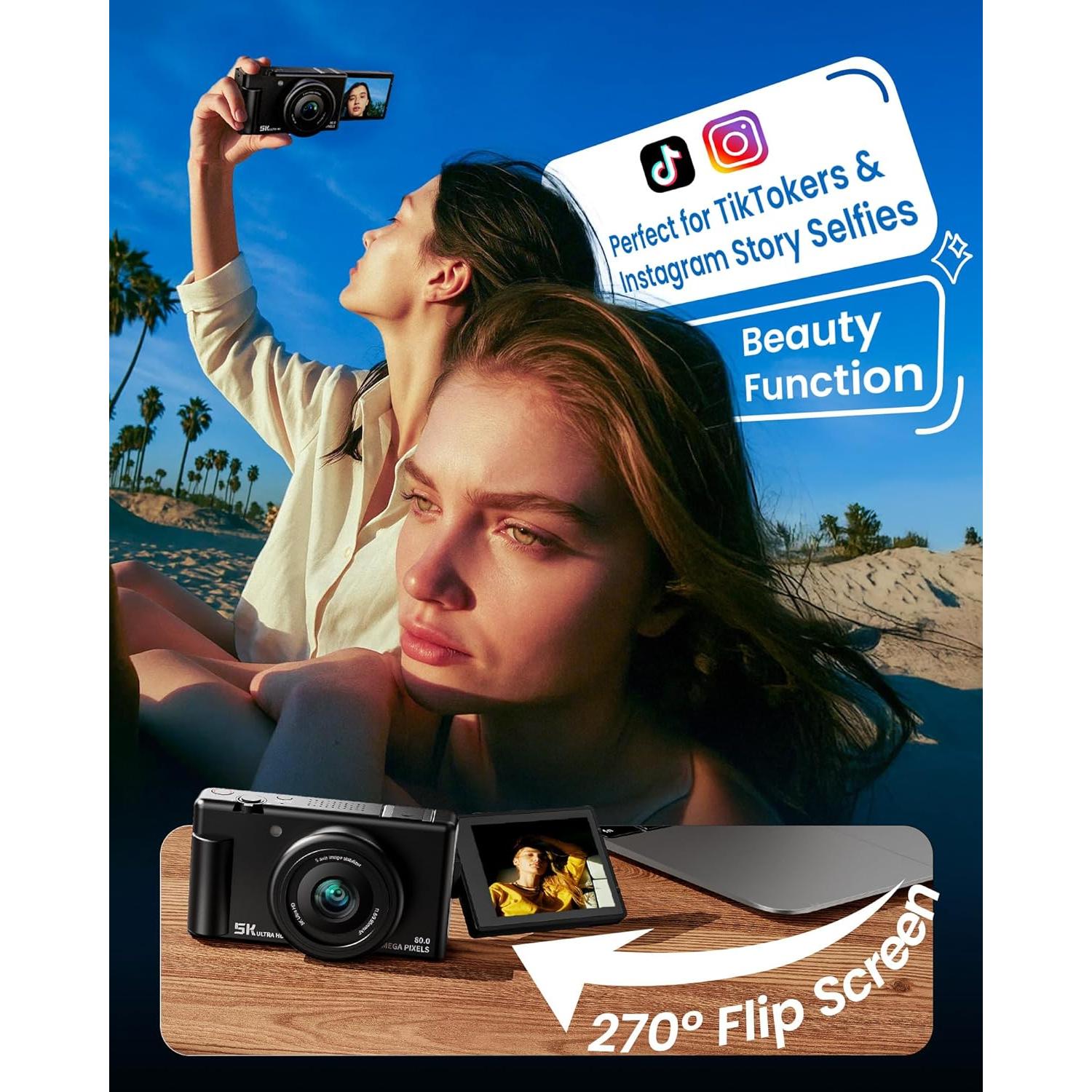 Cámara Digital Jexylon FC003 5K 64MP Zoom 18X Pantalla 3"