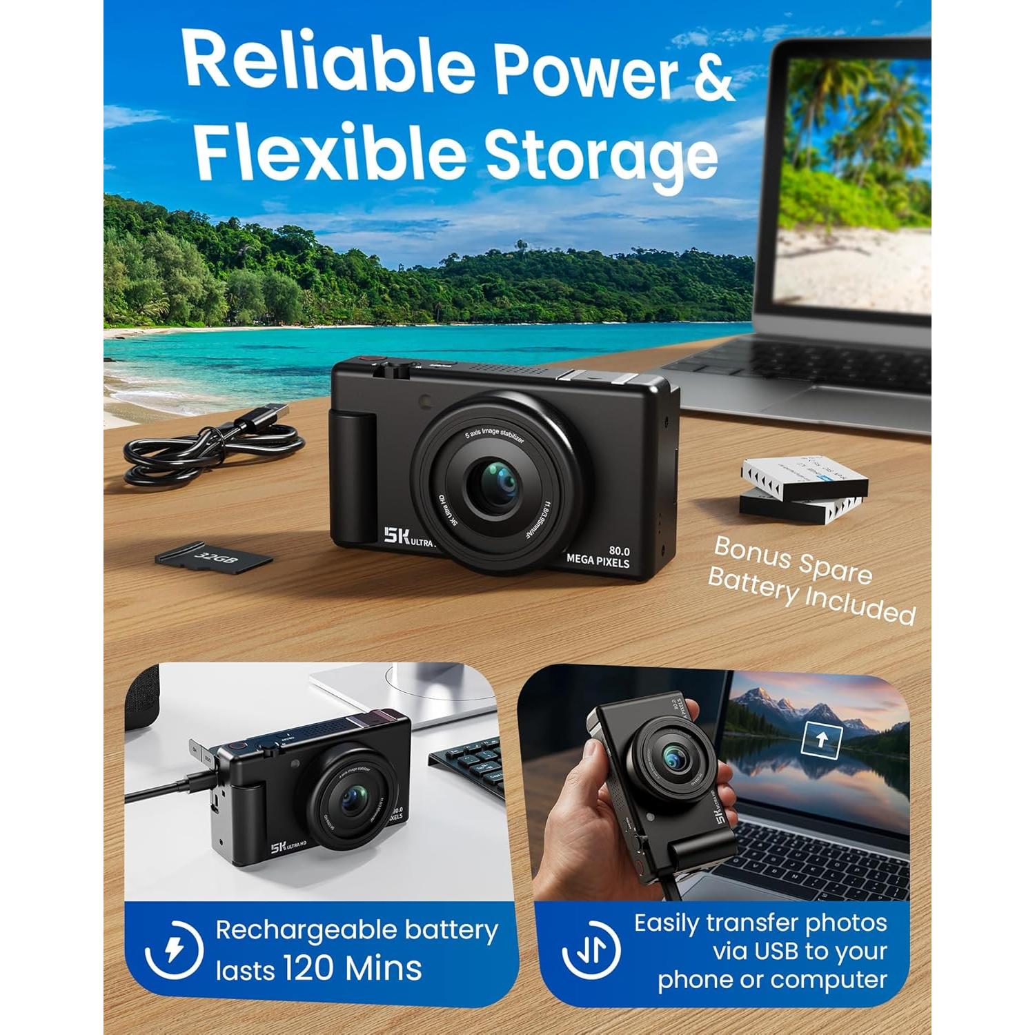 Cámara Digital Jexylon FC003 5K 64MP Zoom 18X Pantalla 3"