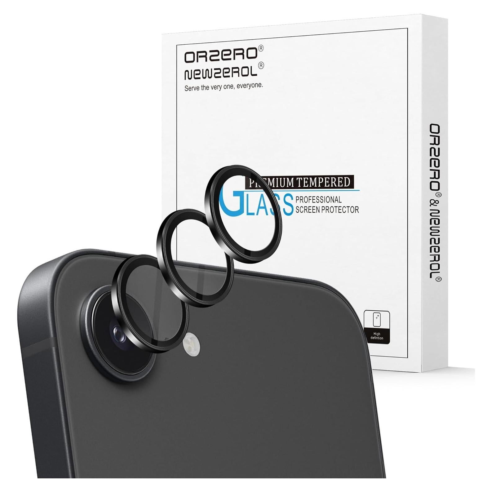 Protector de Lente de Cámara Orzero para iPhone 16e - Negro