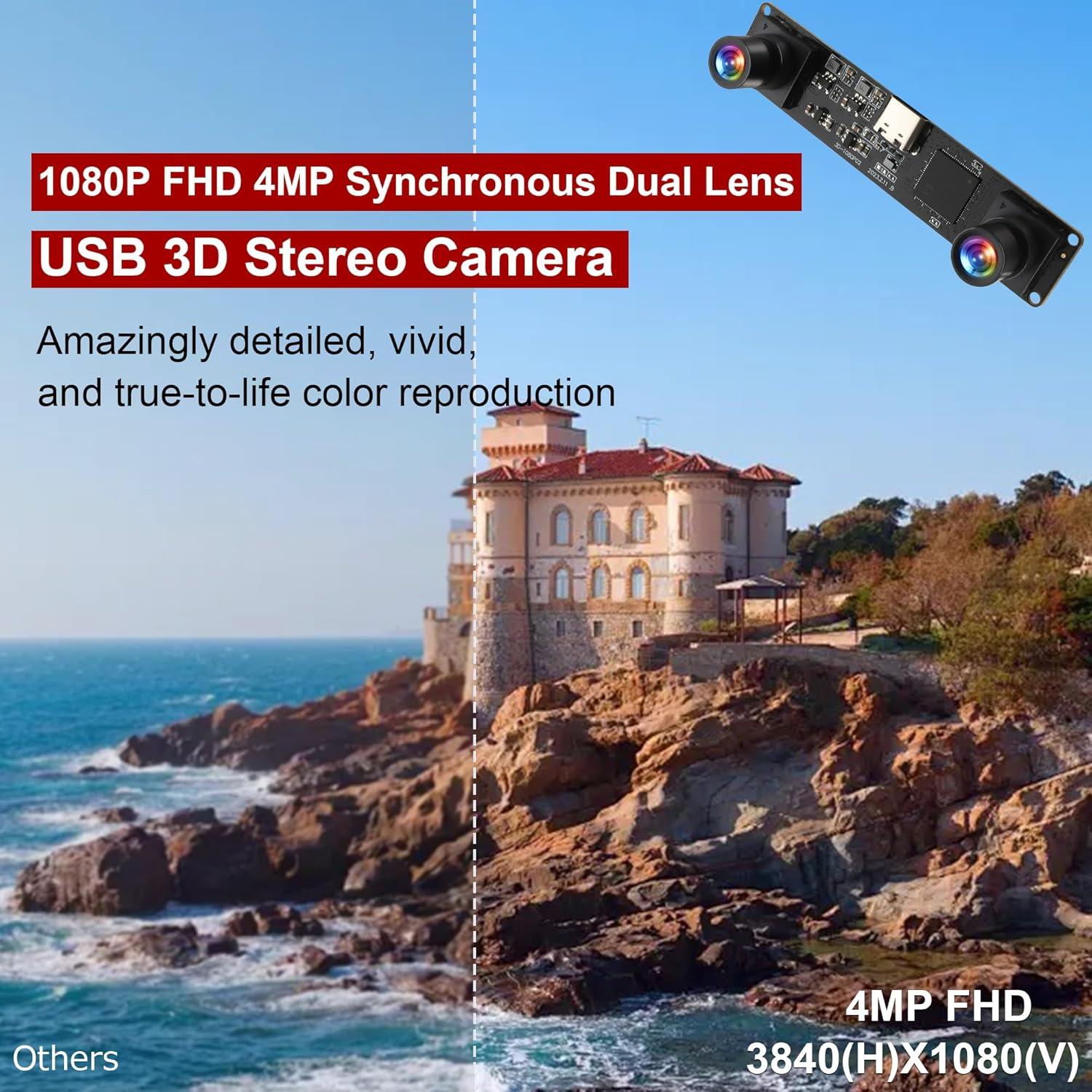 Cámara USB Estéreo Doble Lente MMlove 1080P 60FPS 4MP
