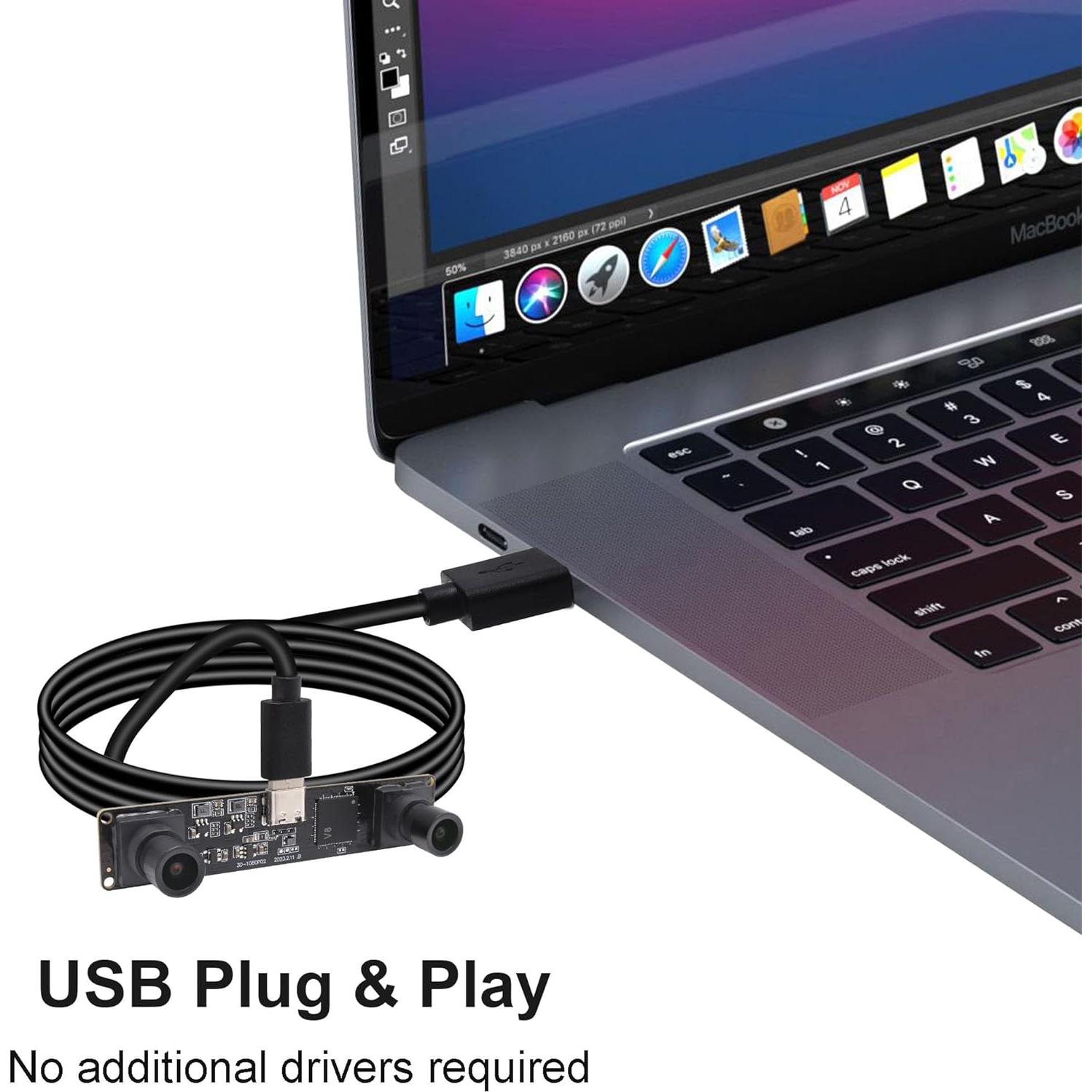 Cámara USB Estéreo Doble Lente MMlove 1080P 60FPS 4MP