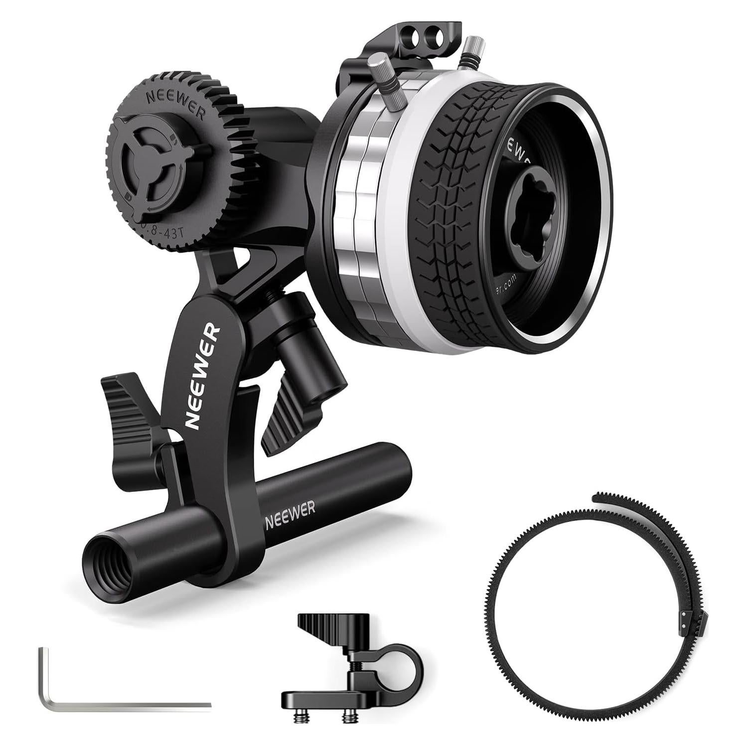 NEEWER Mini Follow Focus PG001 con paradas A/B y varilla 15mm