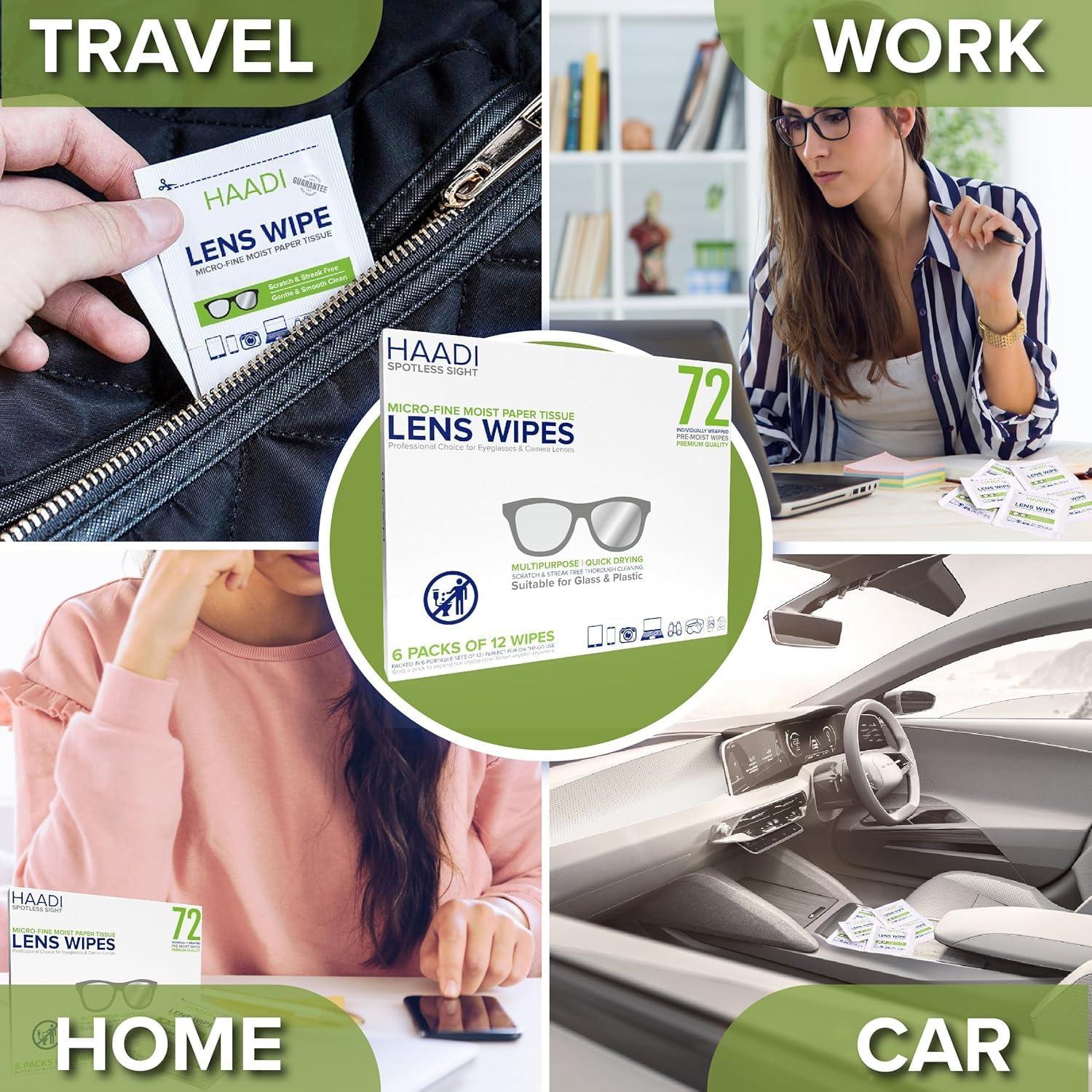 Toallitas Limpiadoras de Lentes HAADI 72 Unidades Ecológicas