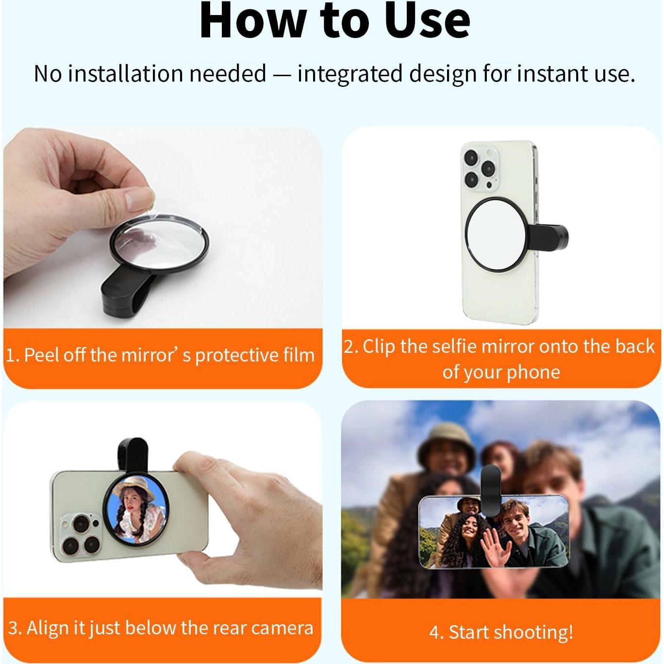 Espejo de Selfie Compacto Yeecuem con Clip Universal para Teléfono