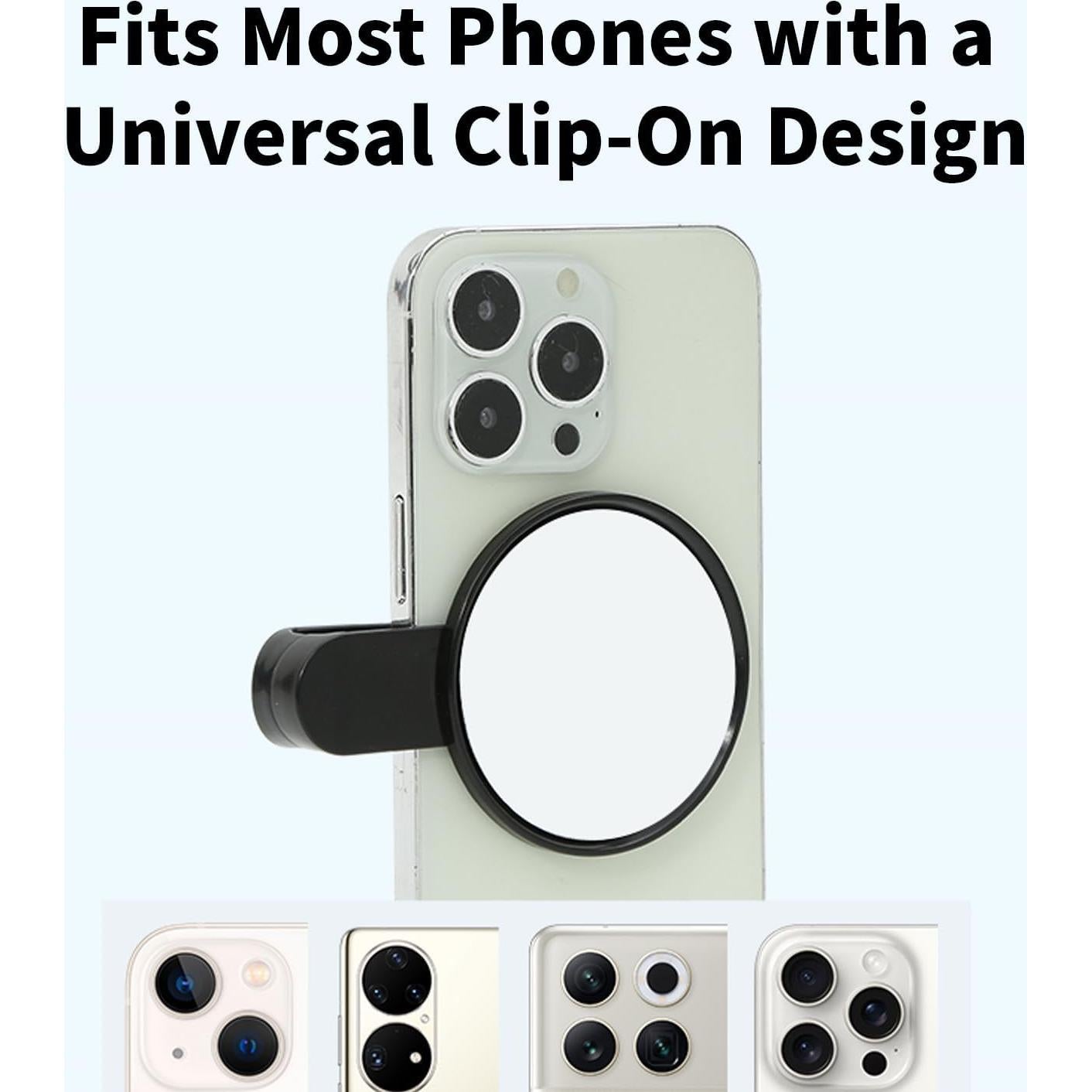 Espejo de Selfie Compacto Yeecuem con Clip Universal para Teléfono