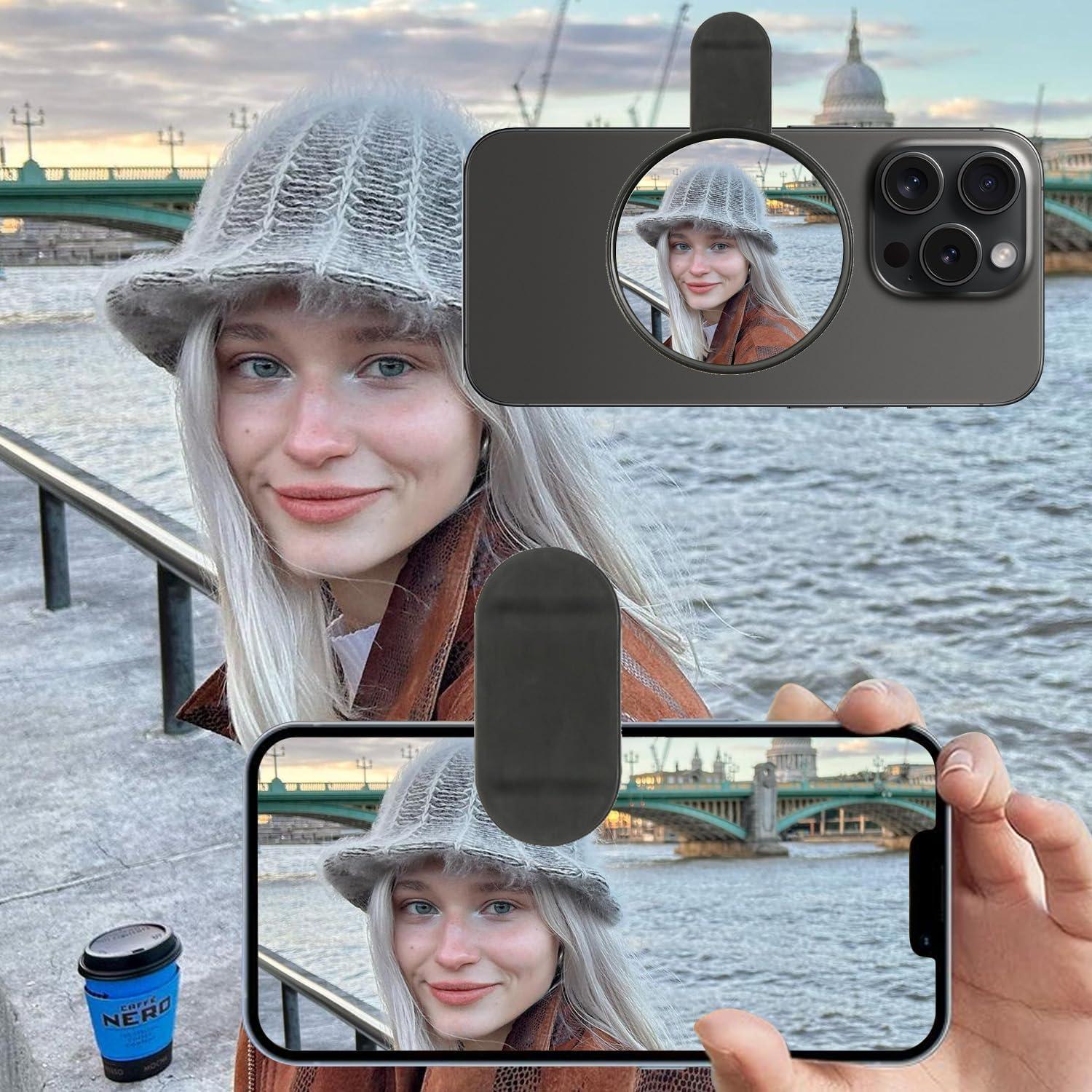 Espejo de Selfie Compacto Yeecuem con Clip Universal para Teléfono
