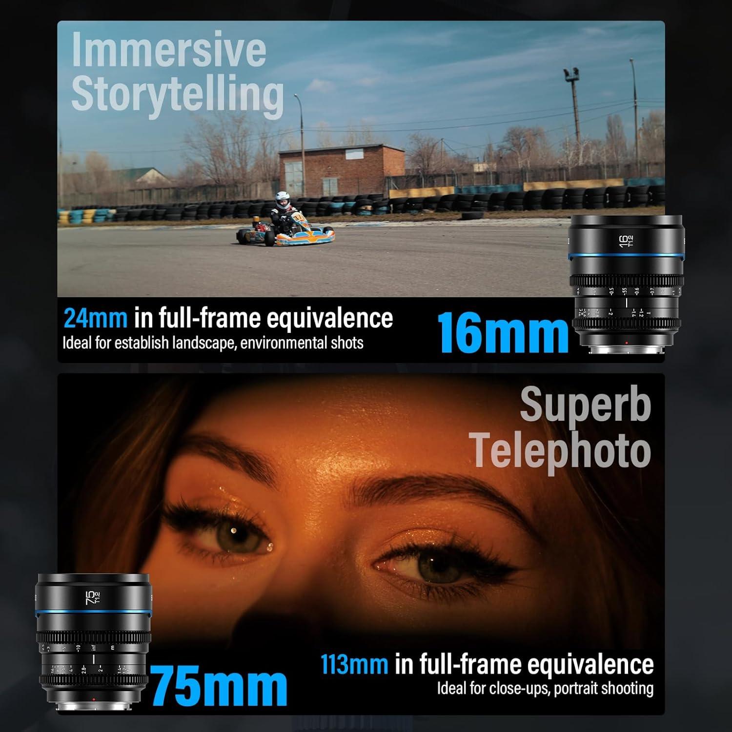 Juego de Lentes de Cine SIRUI Night Walker 16mm 75mm T1.2 M4/3