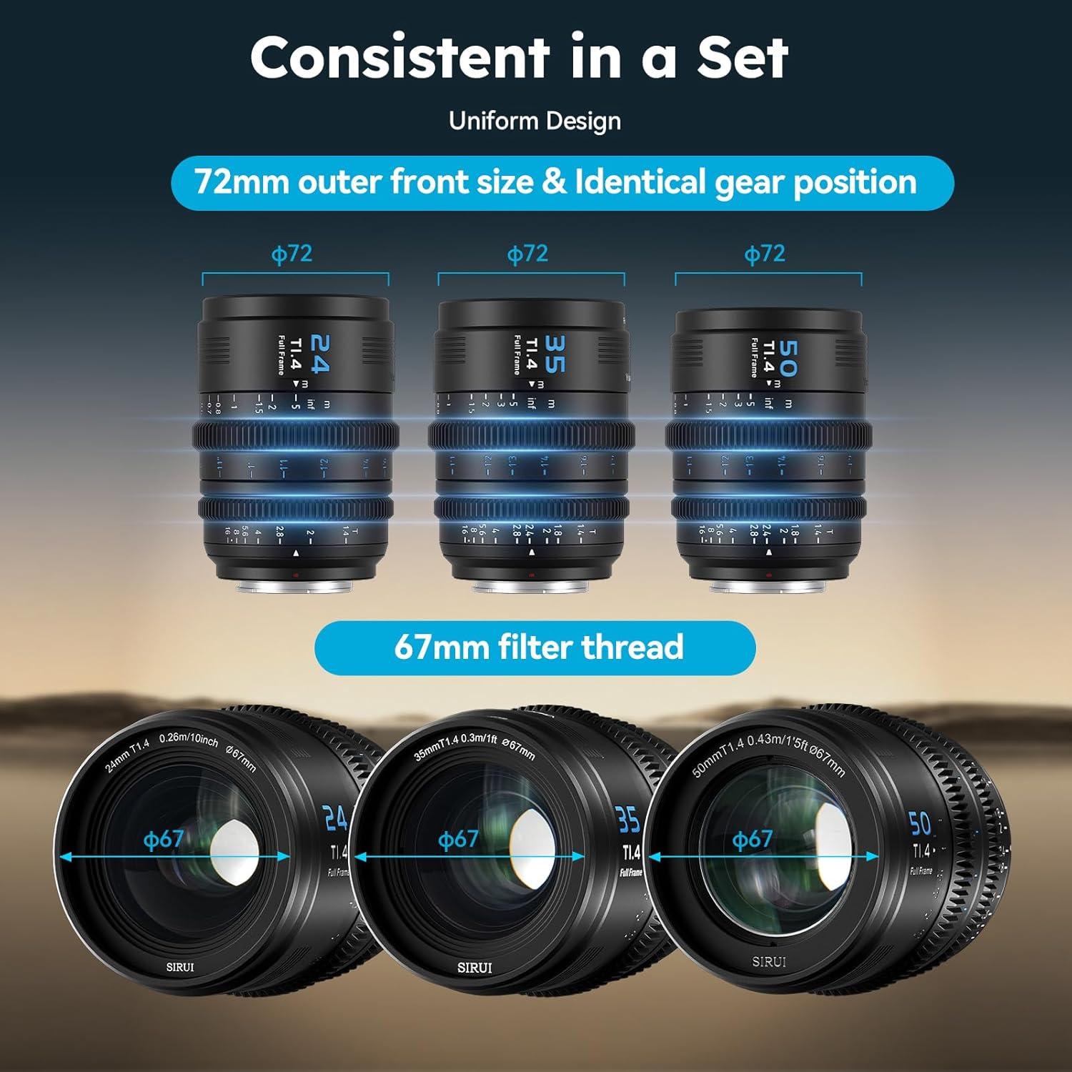 Lente Cine SIRUI VP-1 24mm T1.4 Full Frame Montura Intercambiable