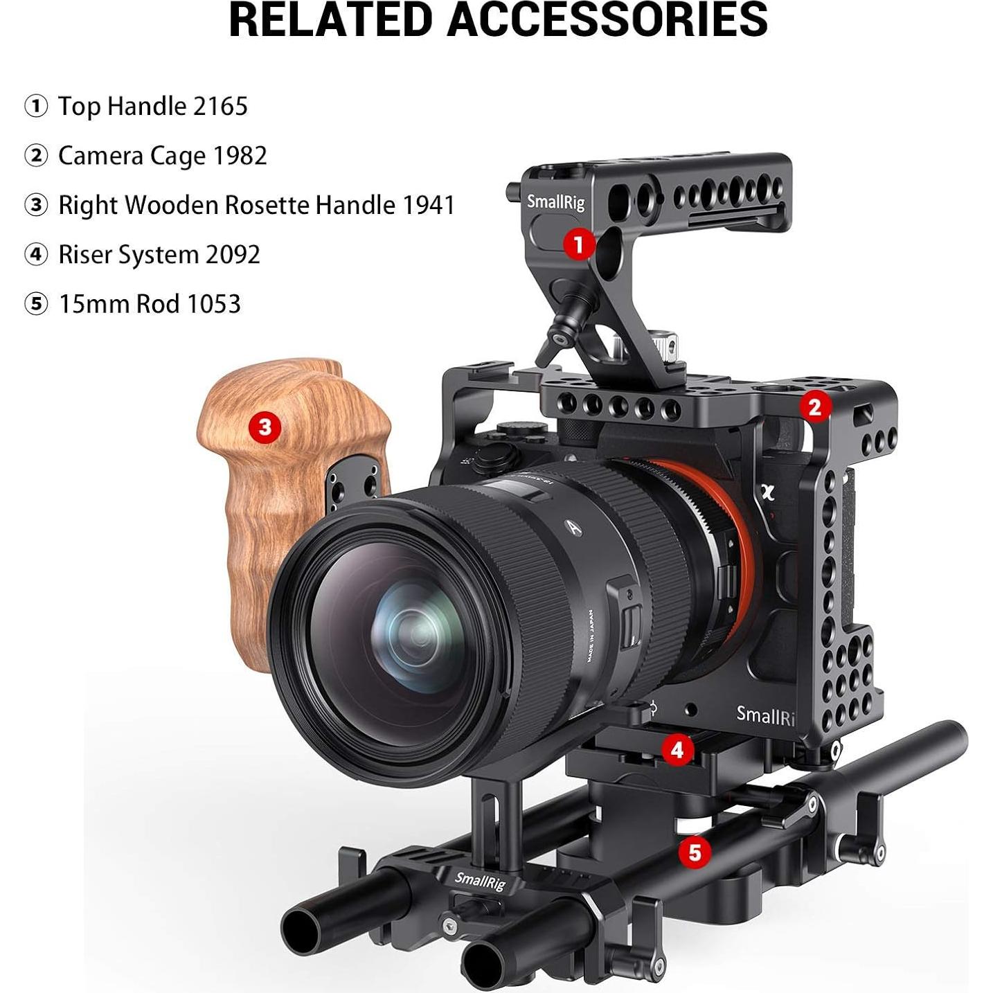 Soporte de Lente Largo SmallRig 15mm Ajustable para DSLR