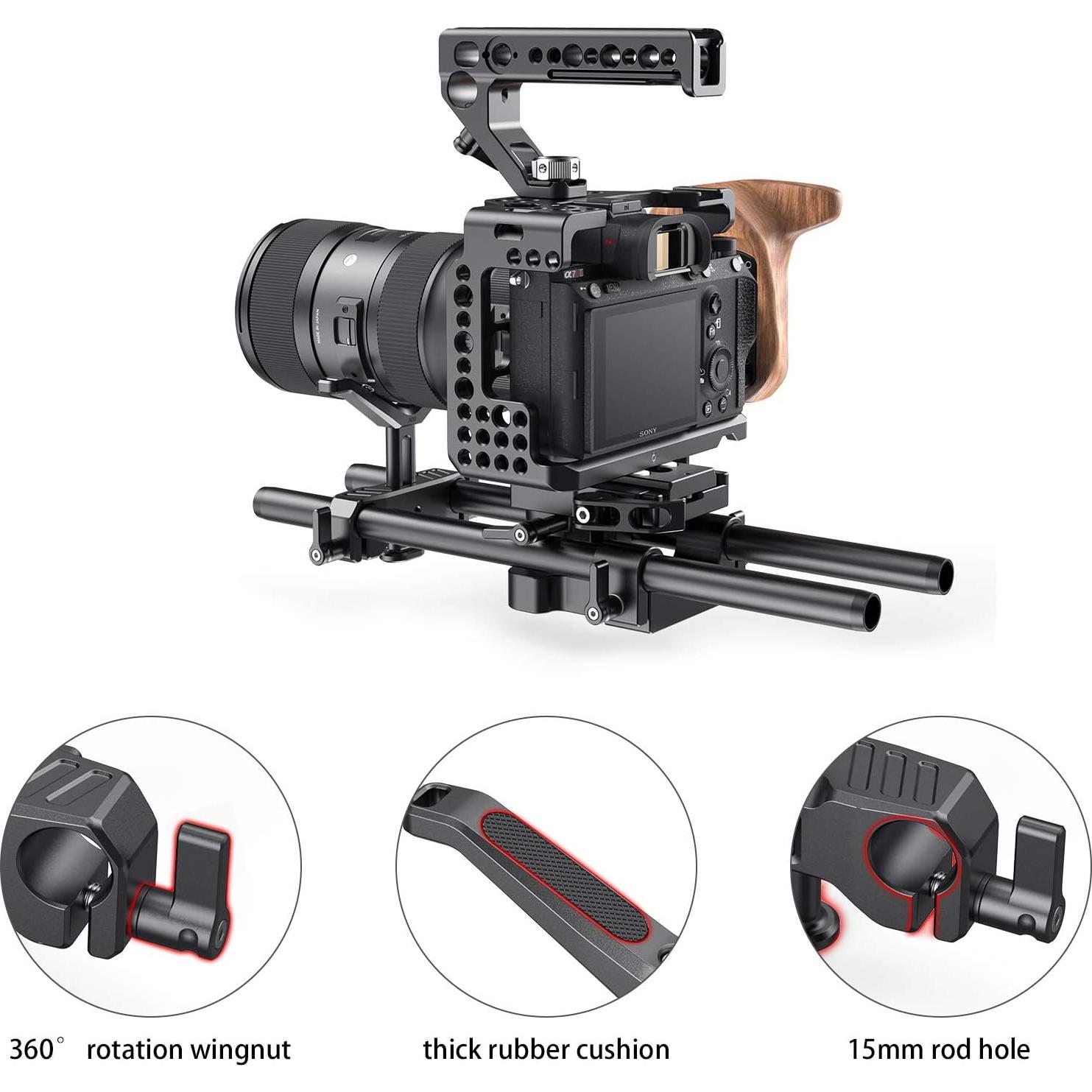 Soporte de Lente Largo SmallRig 15mm Ajustable para DSLR