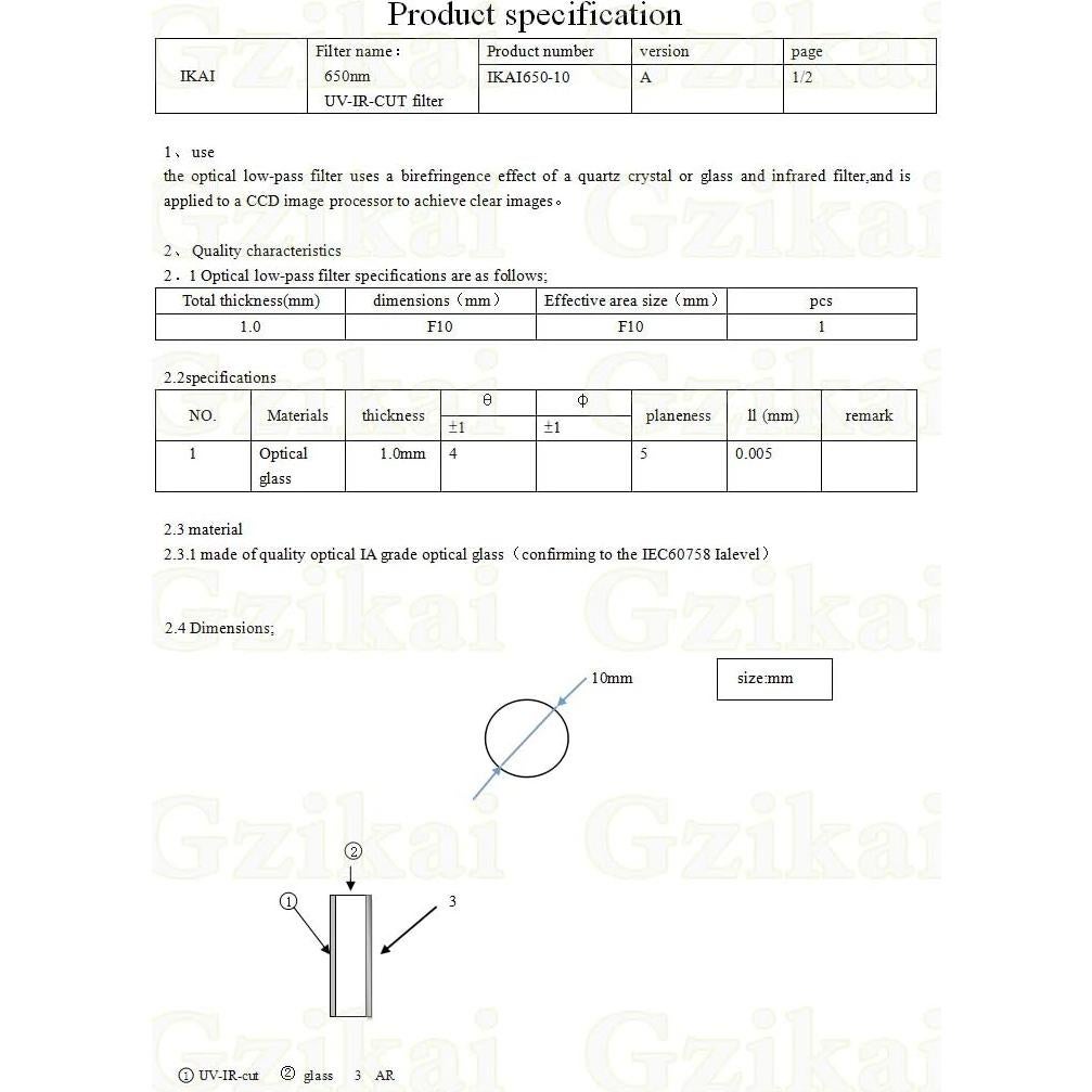 Filtro UV IR AR 10mm Gzikai para Lentes de Cámara