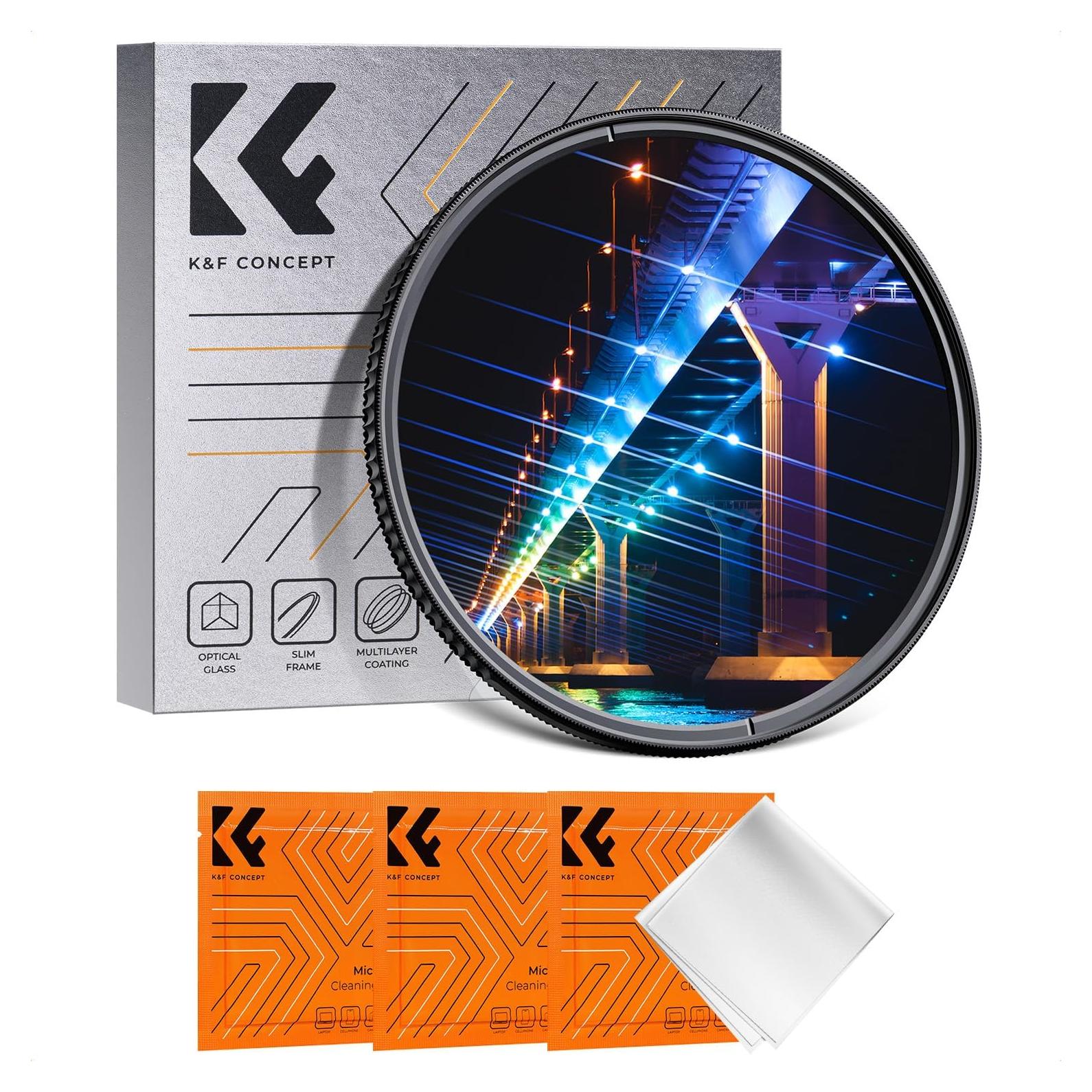 Filtro Anamórfico Circular K&F Concept 67mm Efecto Azul