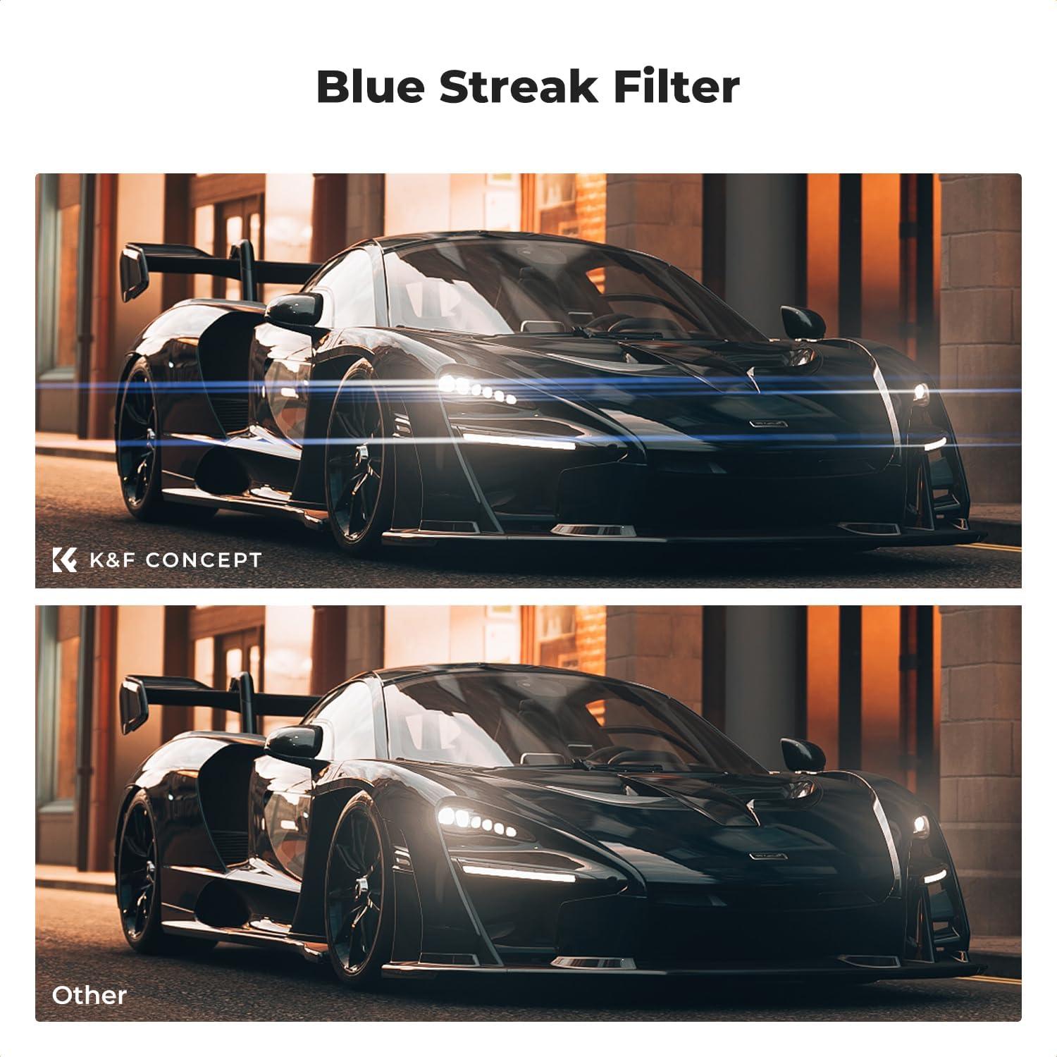 Filtro Anamórfico Circular K&F Concept 67mm Efecto Azul