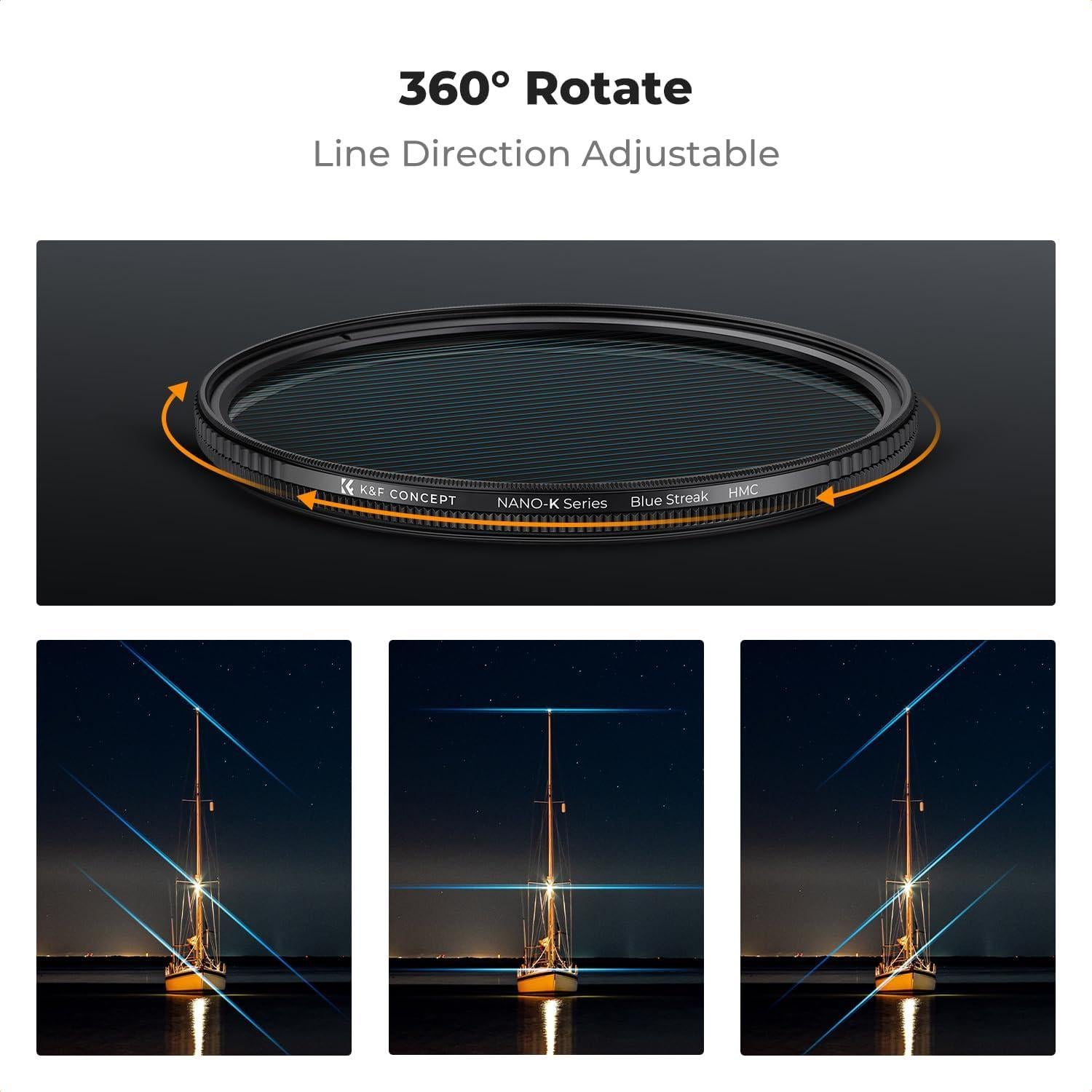 Filtro Anamórfico Circular K&F Concept 67mm Efecto Azul