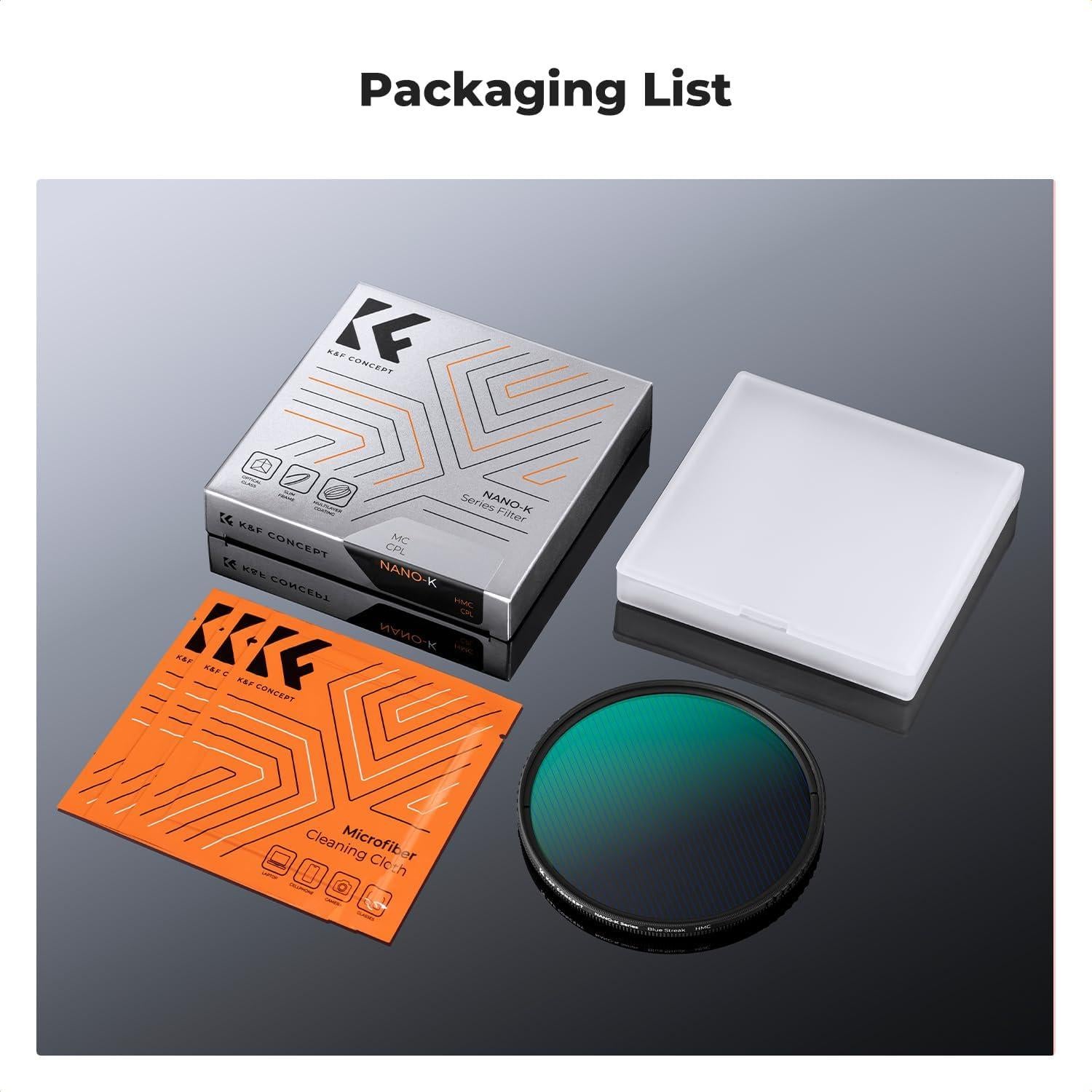 Filtro Anamórfico Circular K&F Concept 67mm Efecto Azul