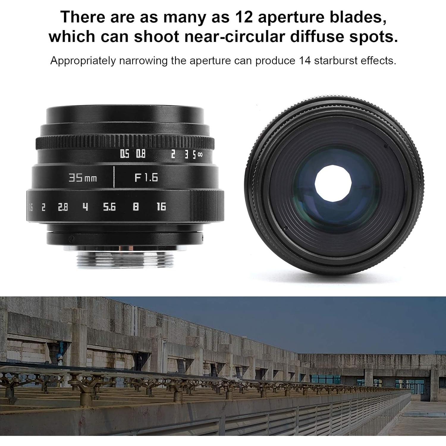 Lente Goshyda 35mm F1.6 Montura C Manual Vidrio Óptico