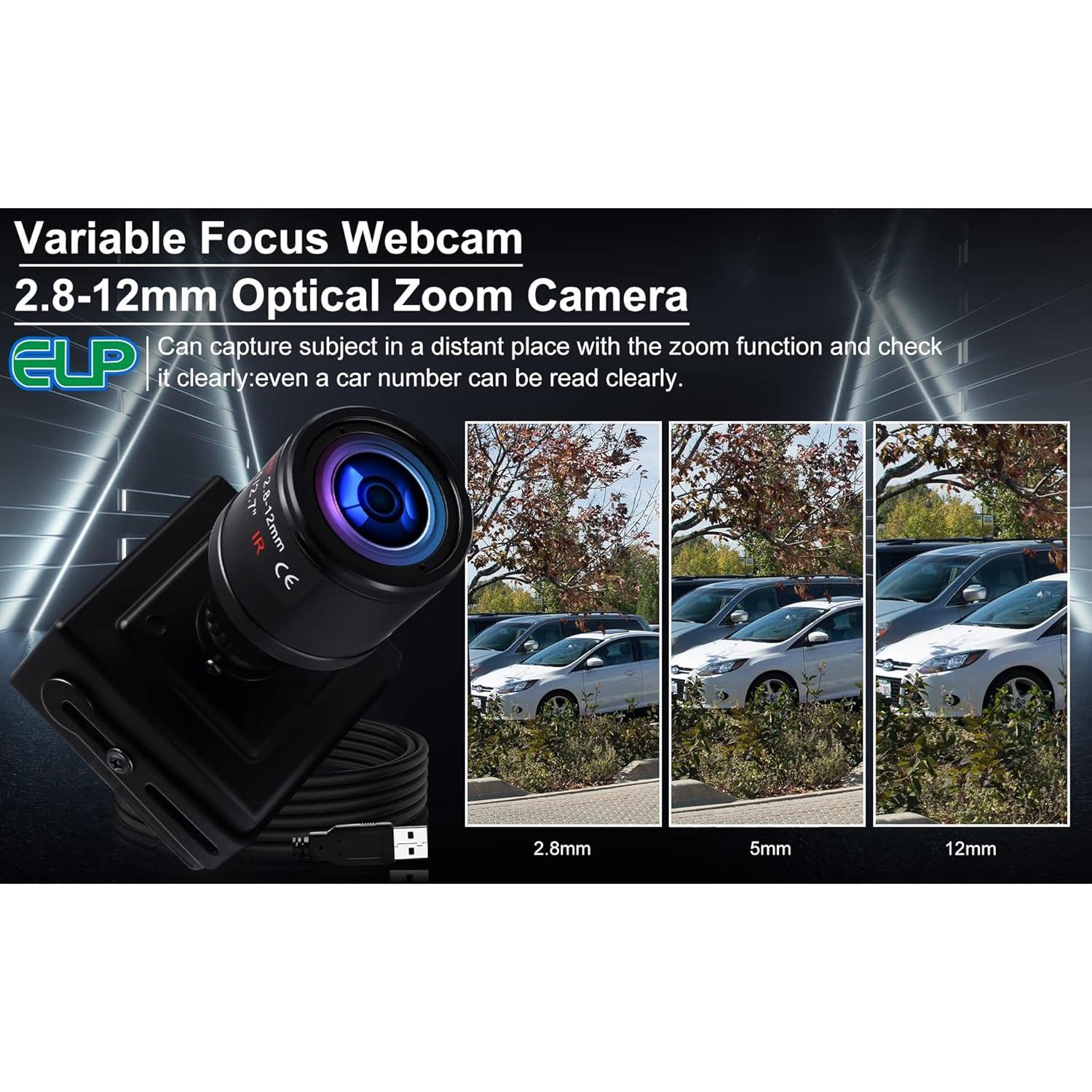 Cámara USB ELP 1.3MP Varifocal 2.8-12mm 960P para PC