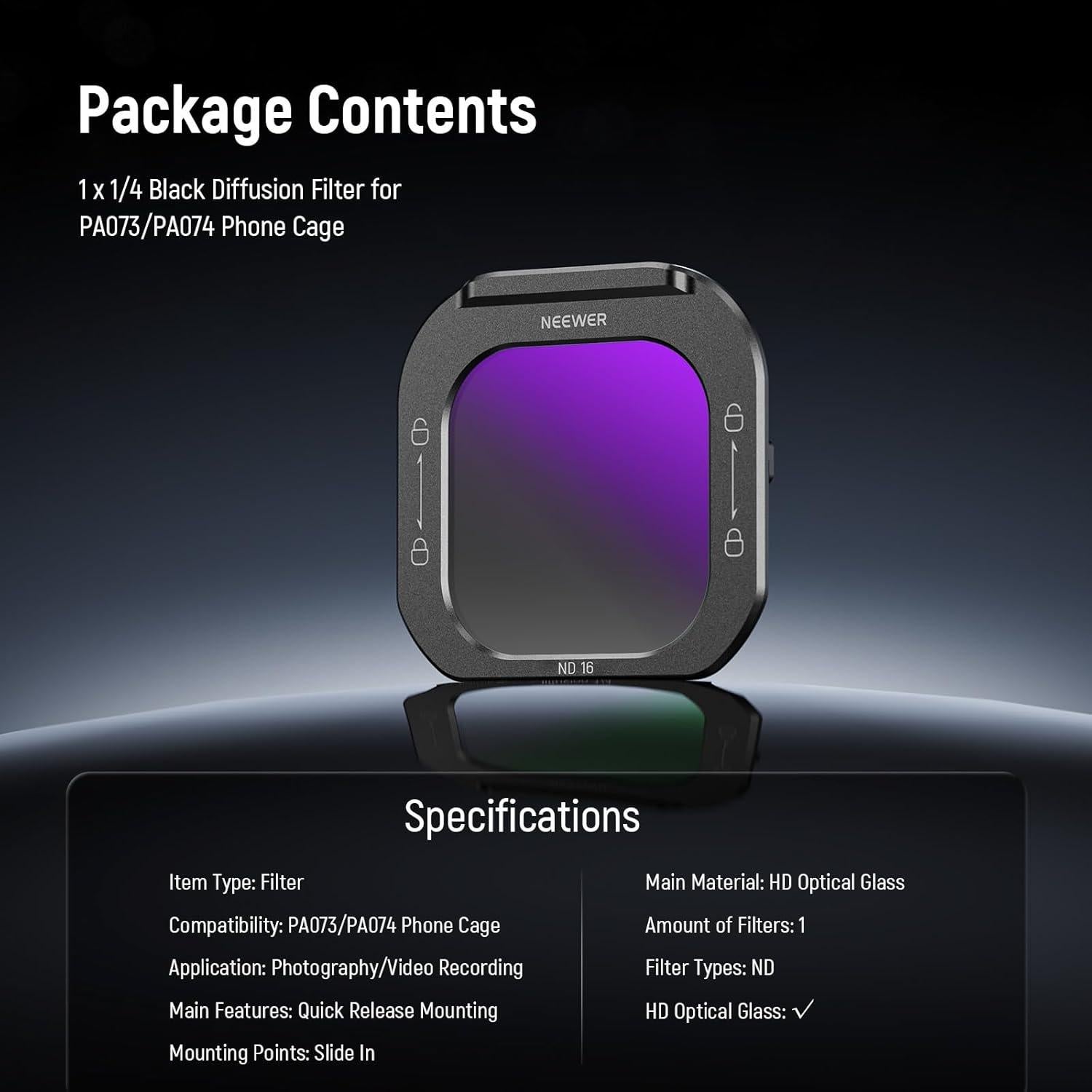 Filtro ND16 NEEWER para iPhone 16 Pro/Pro Max - Vidrio HD