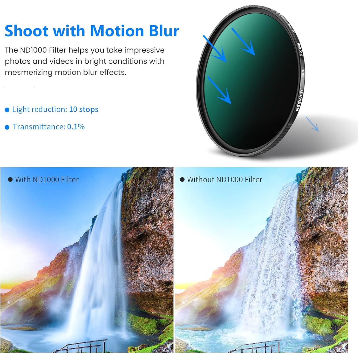 Filtro ND1000 NEEWER 46mm Densidad Neutra Cristal HD