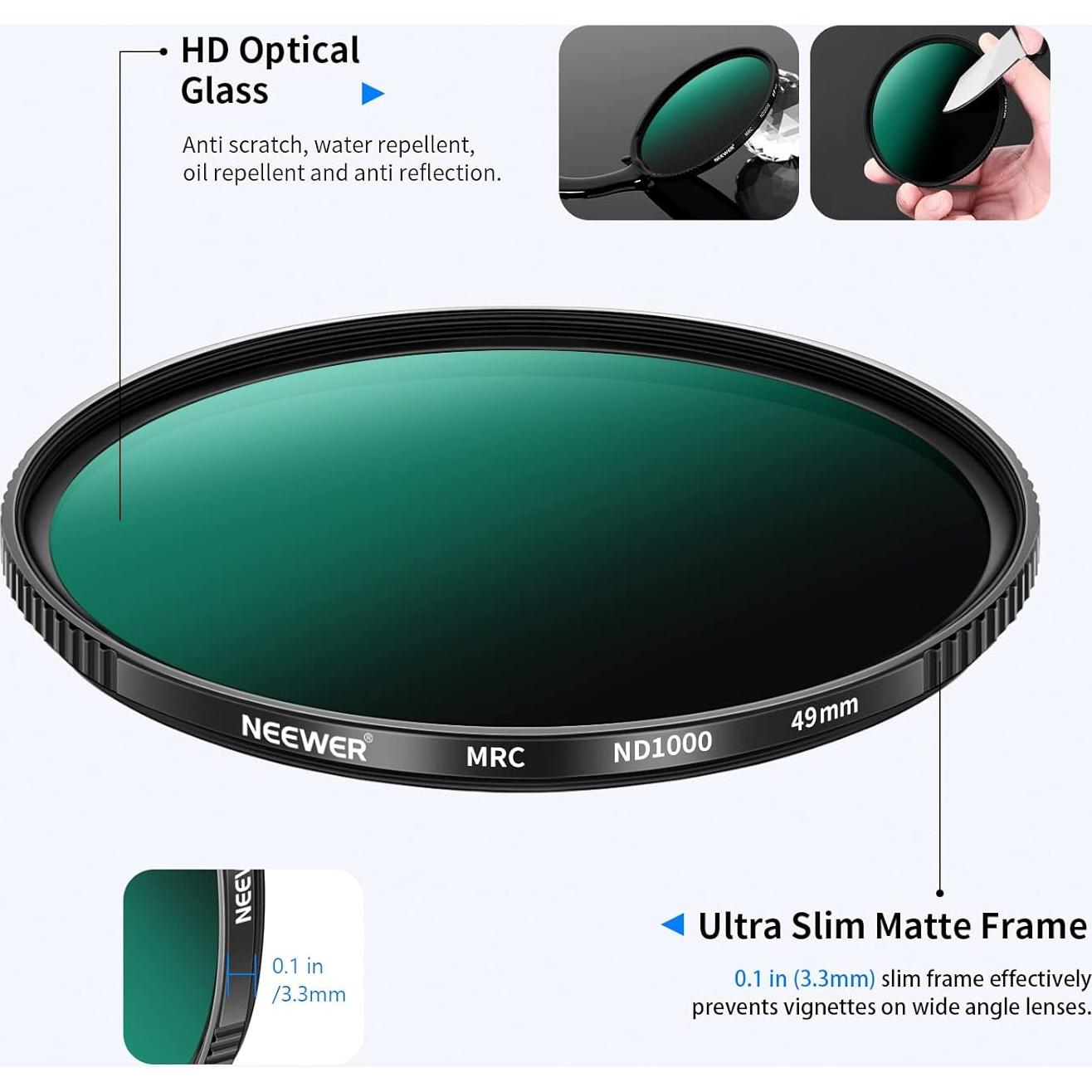 Filtro ND1000 NEEWER 46mm Densidad Neutra Cristal HD