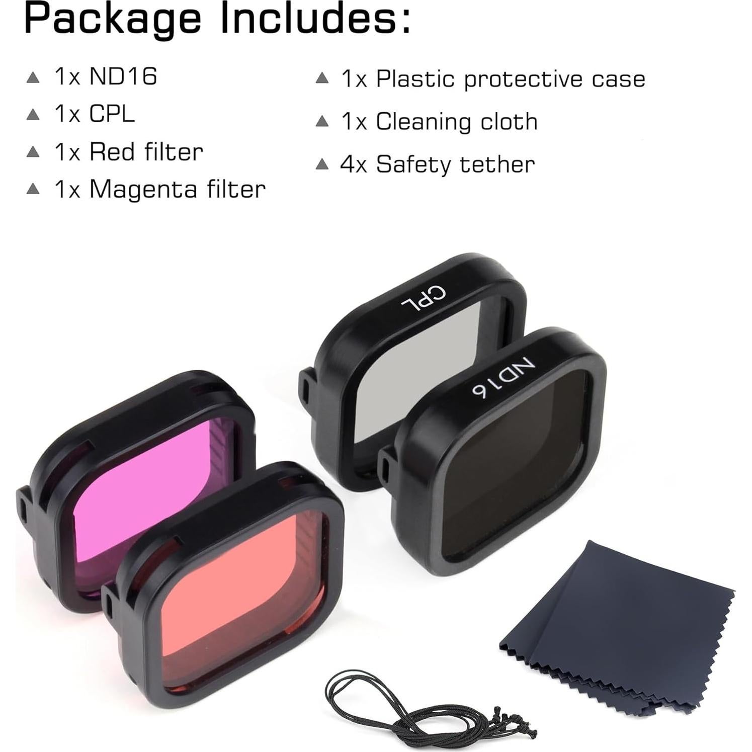 Filtro Snorkel GEPULY para GoPro Hero 13 Black - 4 Filtros ND y CPL