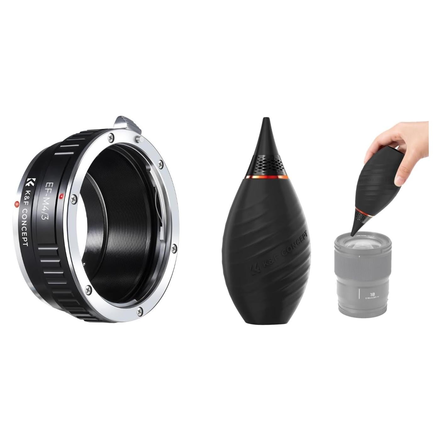 Adaptador de Montura de Lente K&F Concept con Soplador de Aire