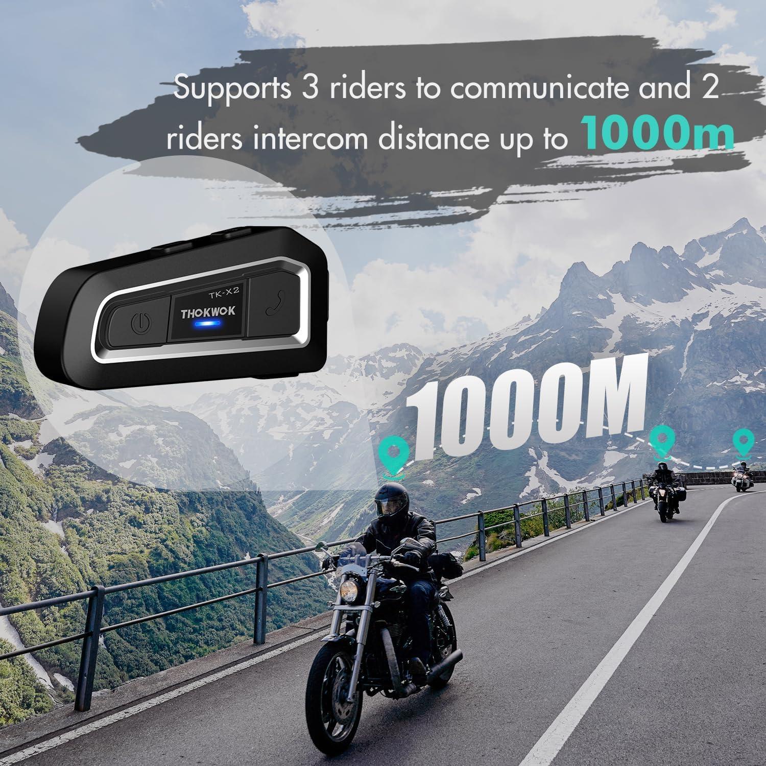 Intercomunicador Bluetooth TK-X2 para Motocicleta 1000m