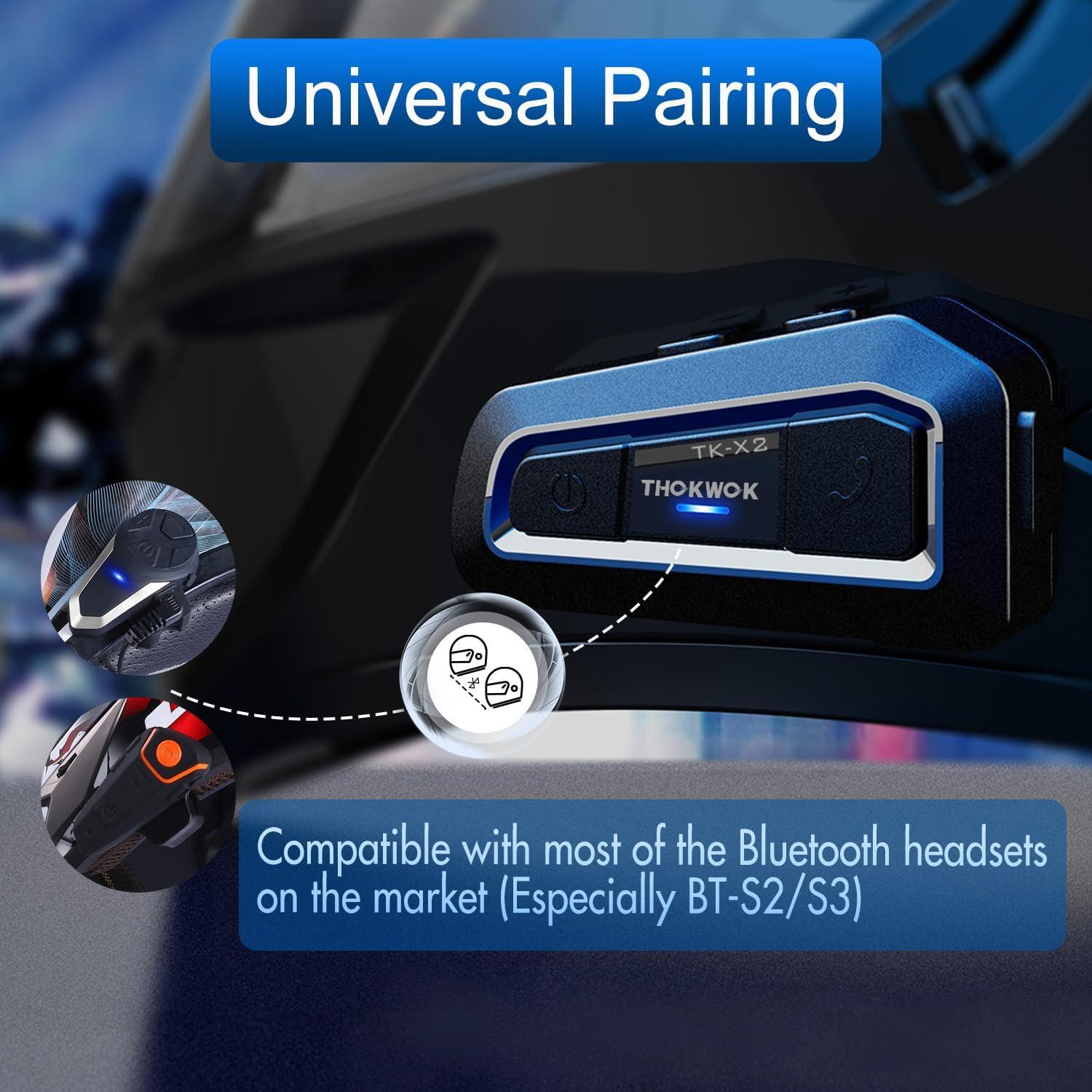 Intercomunicador Bluetooth TK-X2 para Motocicleta 1000m