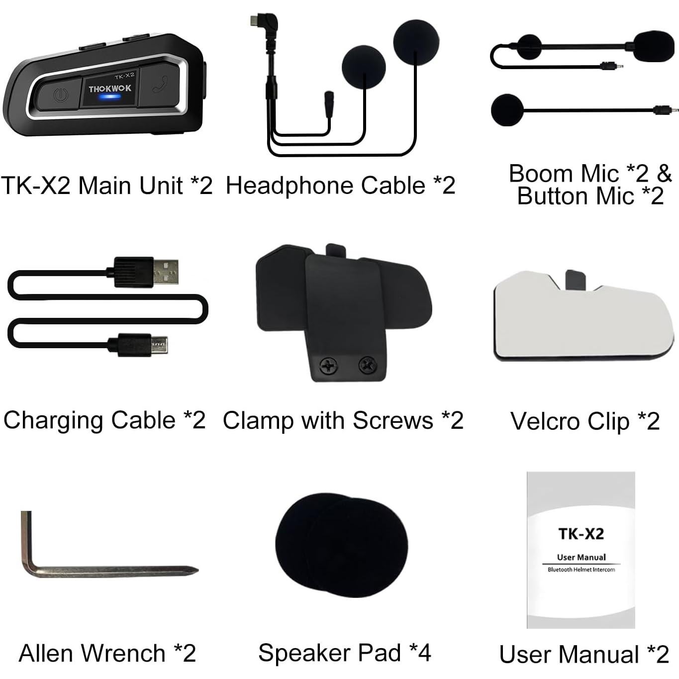 Intercomunicador Bluetooth TK-X2 para Motocicleta 1000m
