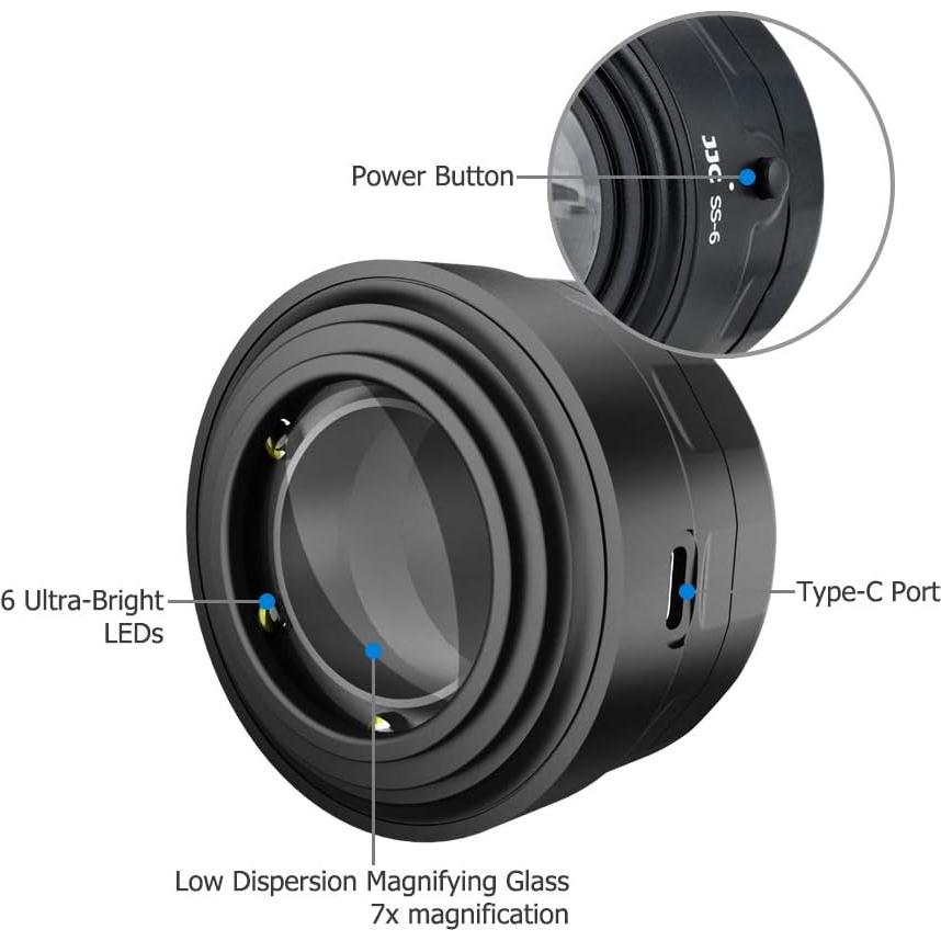 Lupa de Sensor JJC 7X con LED para Cámaras DSLR y Sin Espejo