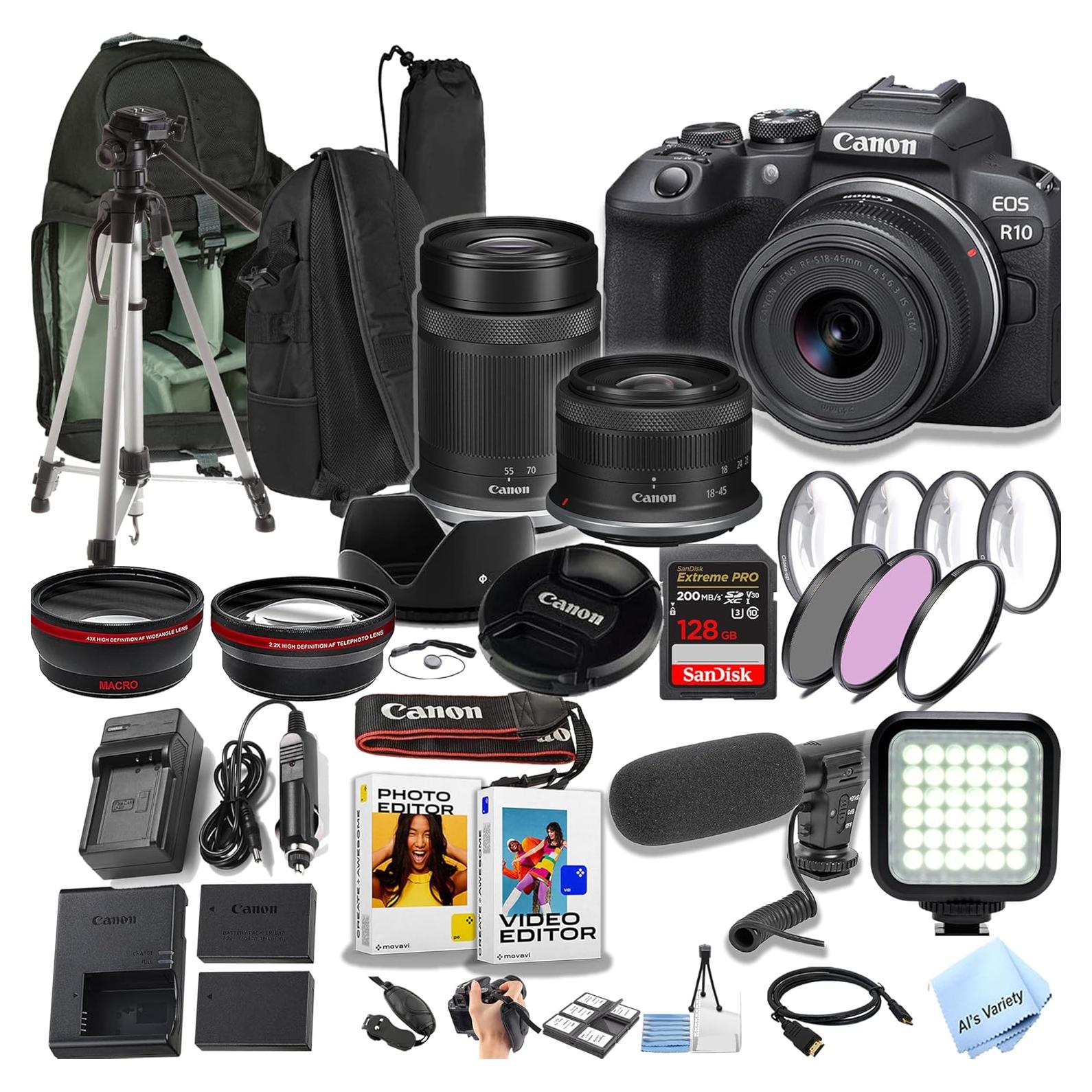 Cámara Sin Espejo Canon EOS R10 24.2MP + Lentes 18-45mm y 55-210mm