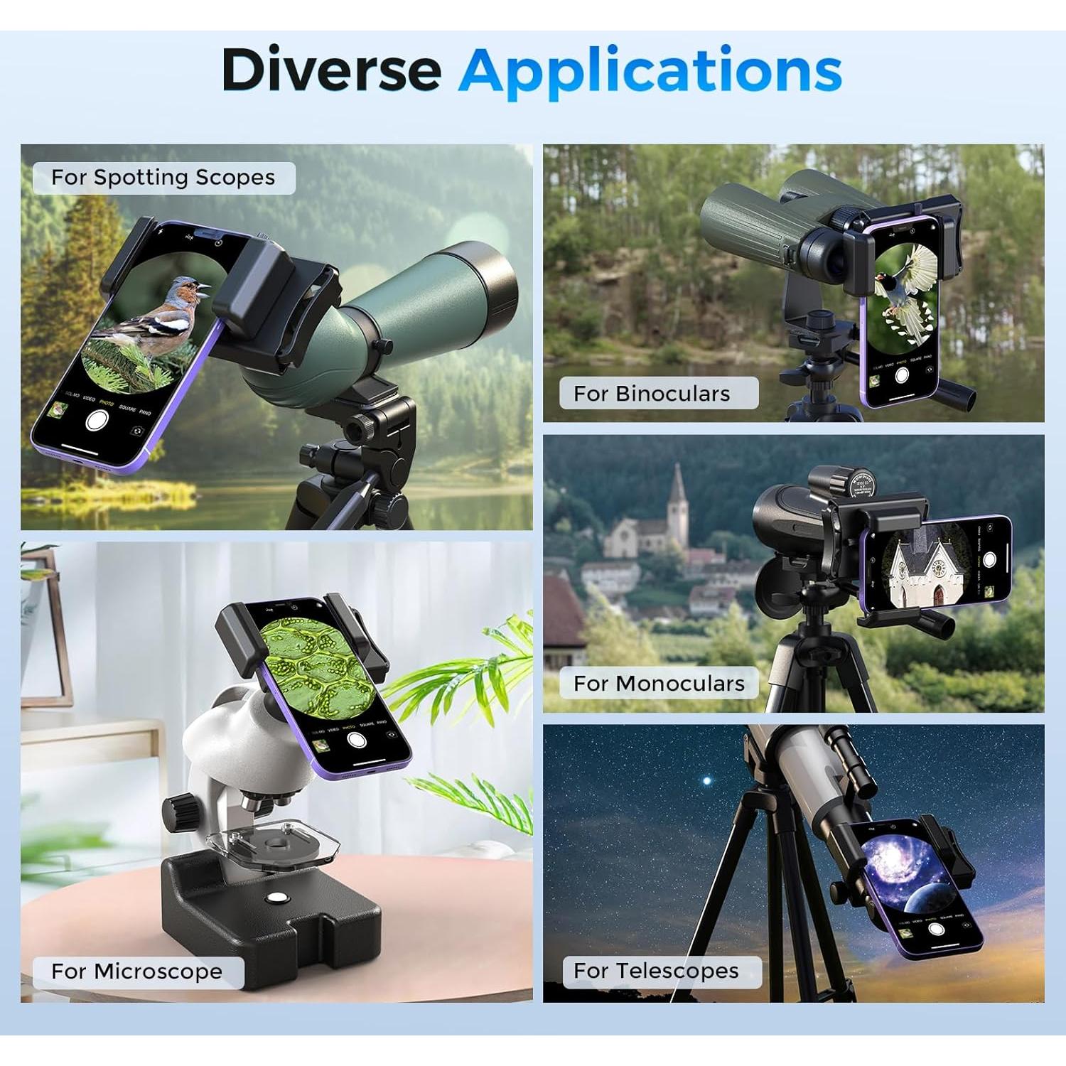 Adaptador de Teléfono para Telescopio Evil Eye 360° Rotatable