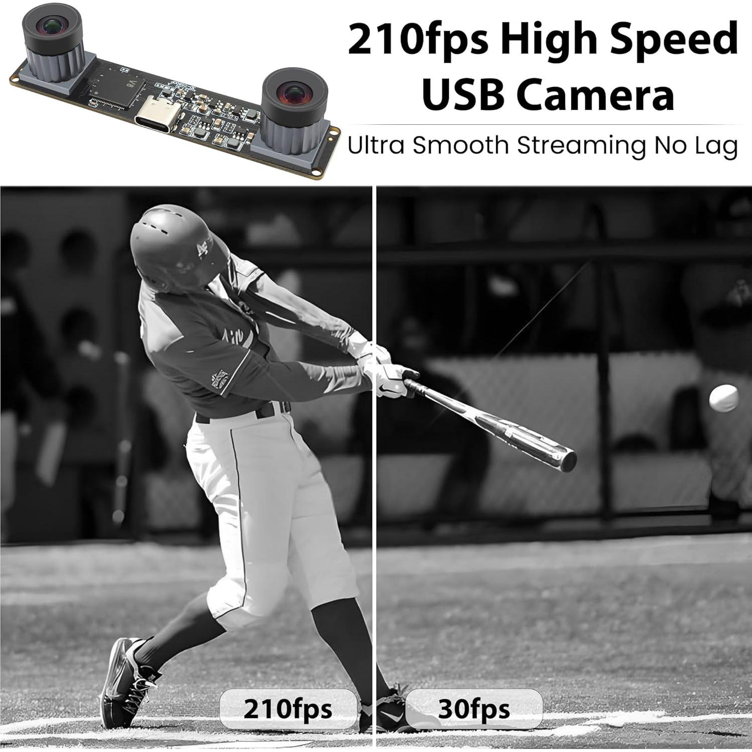 Cámara USB 2.0 IFWATER 210fps 800P Doble Lente Monocromática