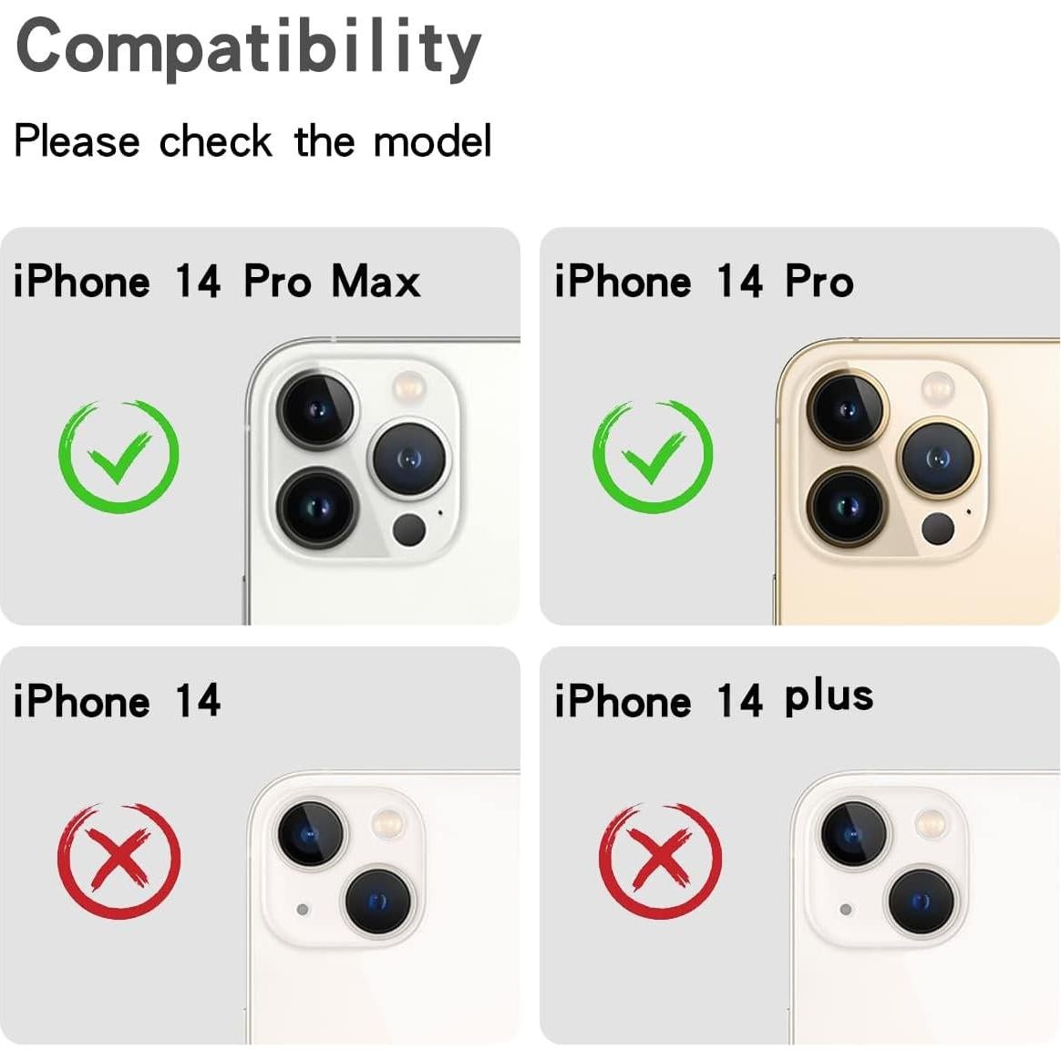 Protector de Lente de Cámara Brillante Cavdycidy para iPhone 14 Pro/Max