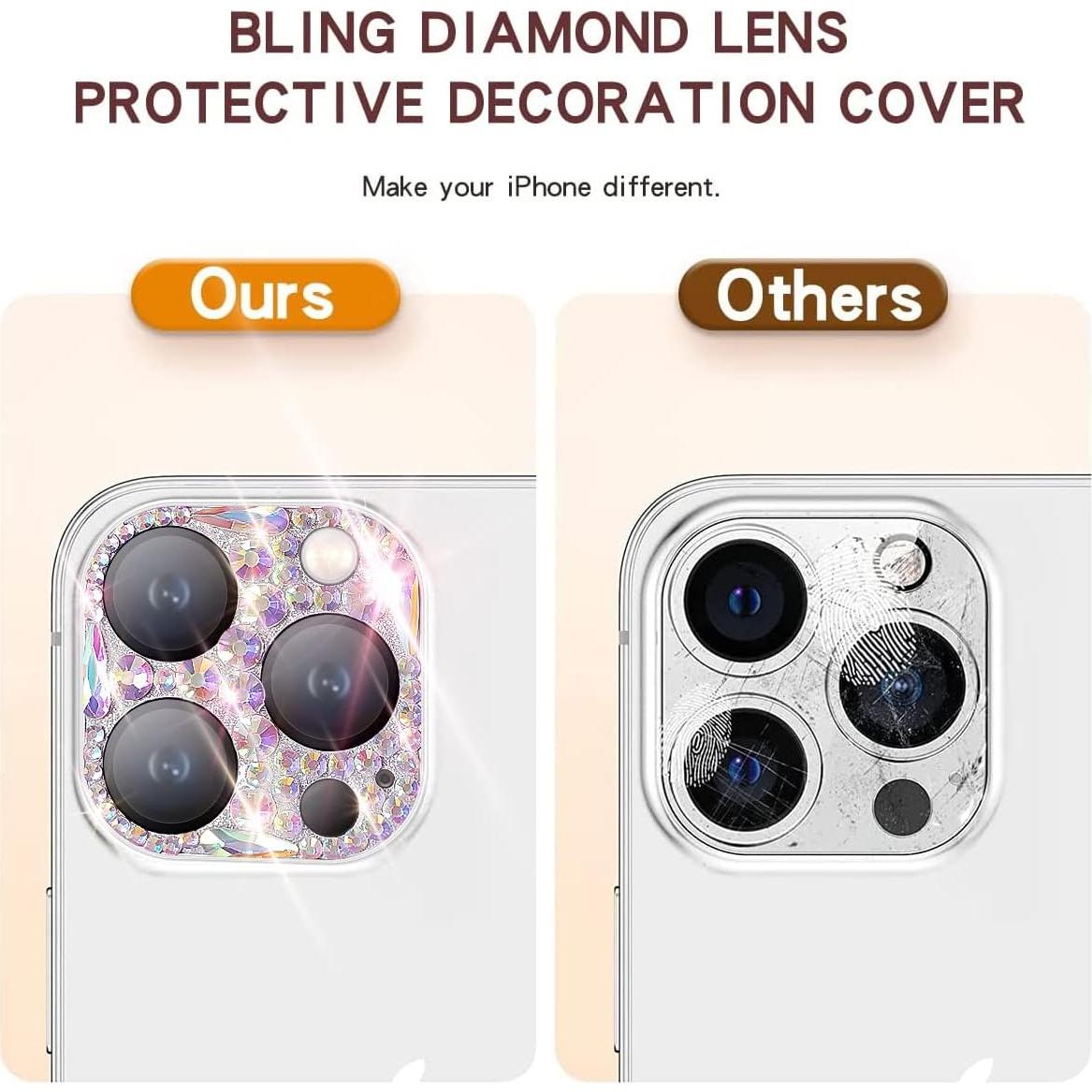 Protector de Lente de Cámara Brillante Cavdycidy para iPhone 14 Pro/Max